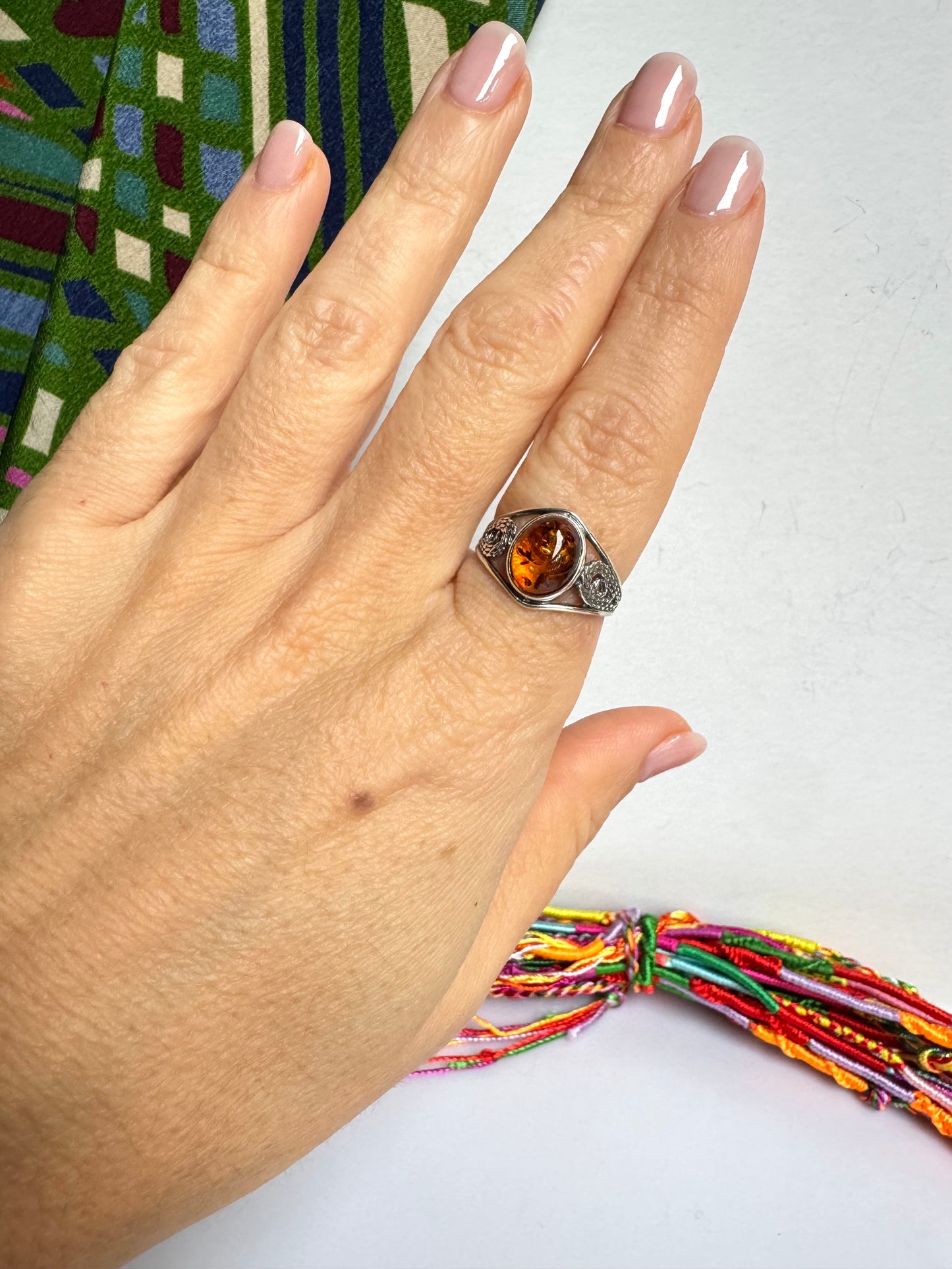 Anello argento 925 ambra misura 16 - 22AMB