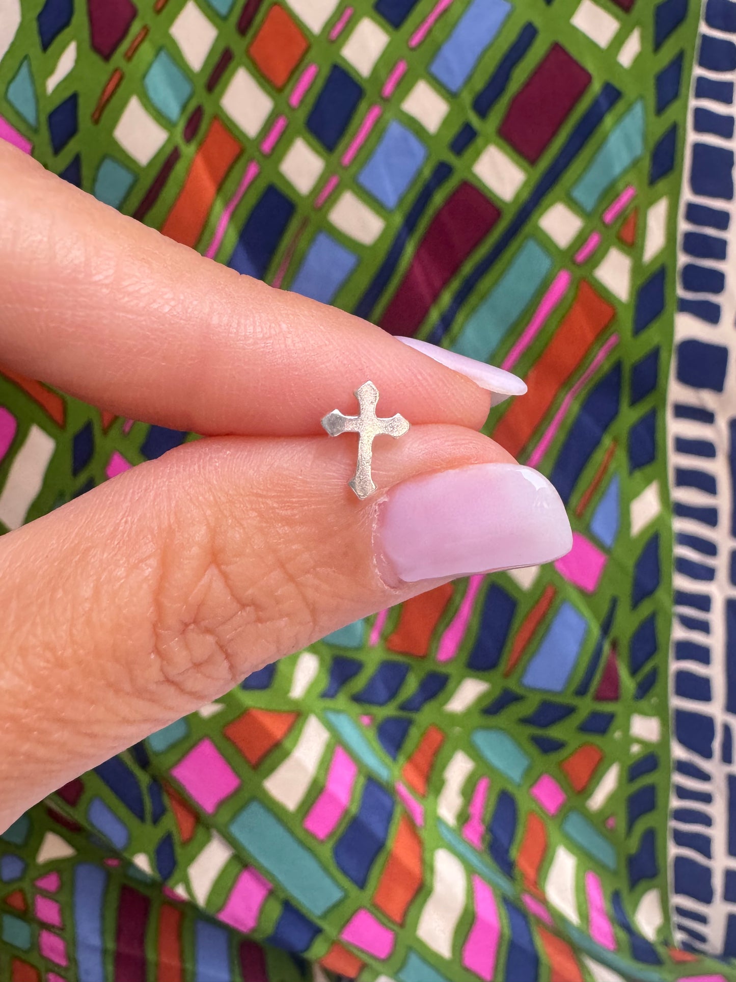 925 silver single lobe cross earring