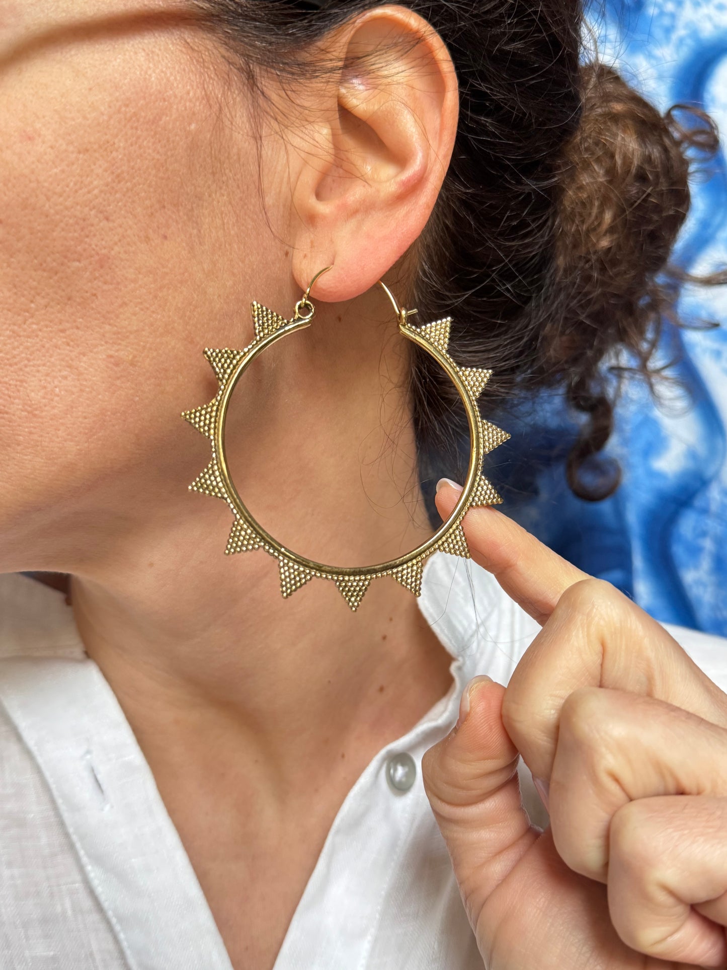 Orecchini boho dorati cerchi triangoli