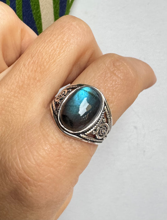 Anello argento 925 labradorite misura 18 - 27SZ