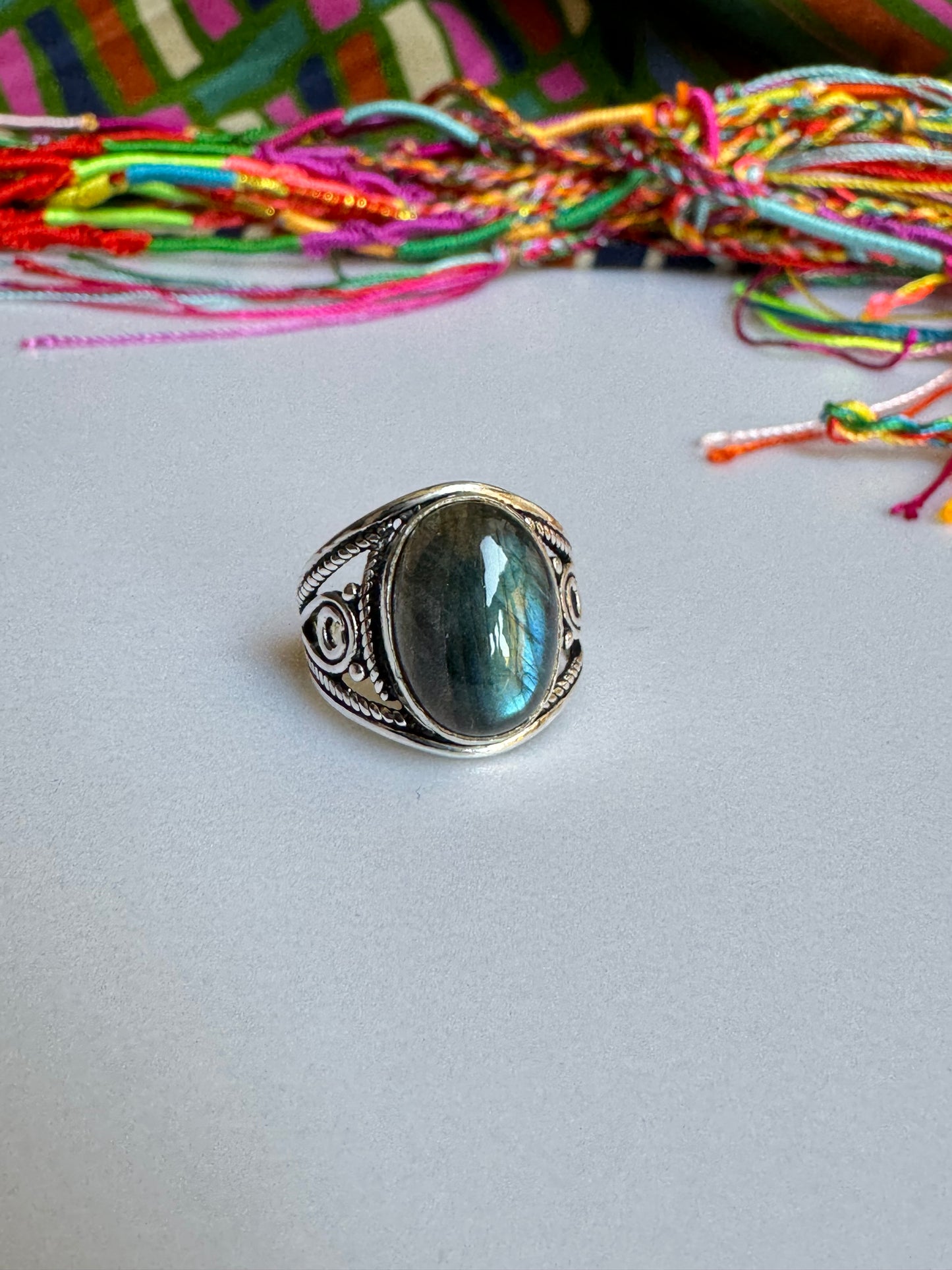 Labradorite Silver Ring E11