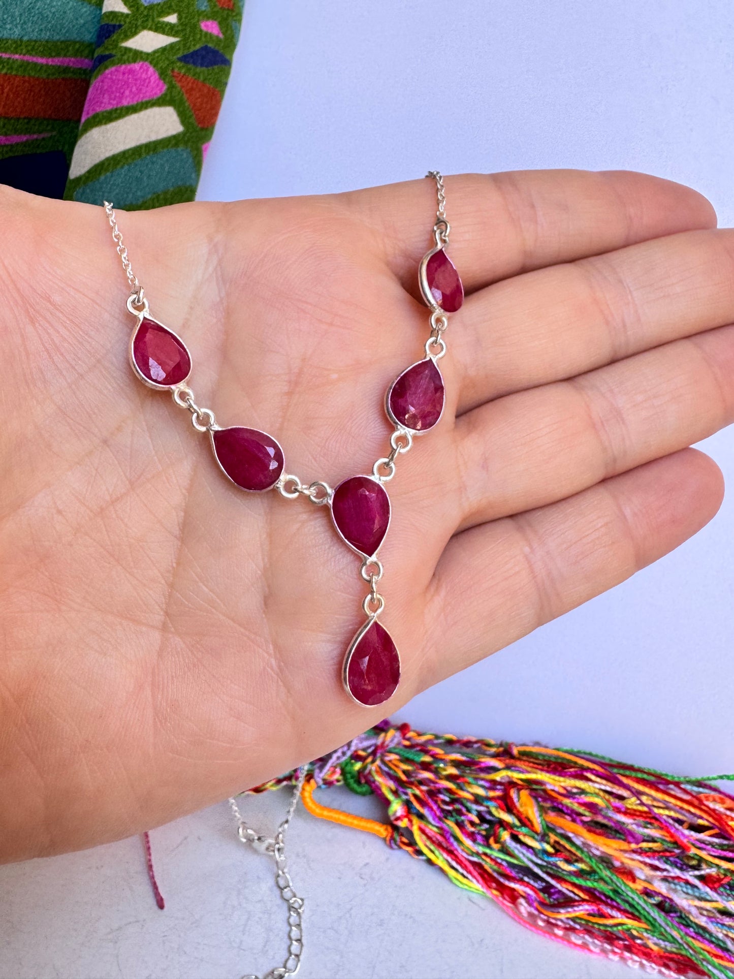 Collana argento 925 radice di rubino