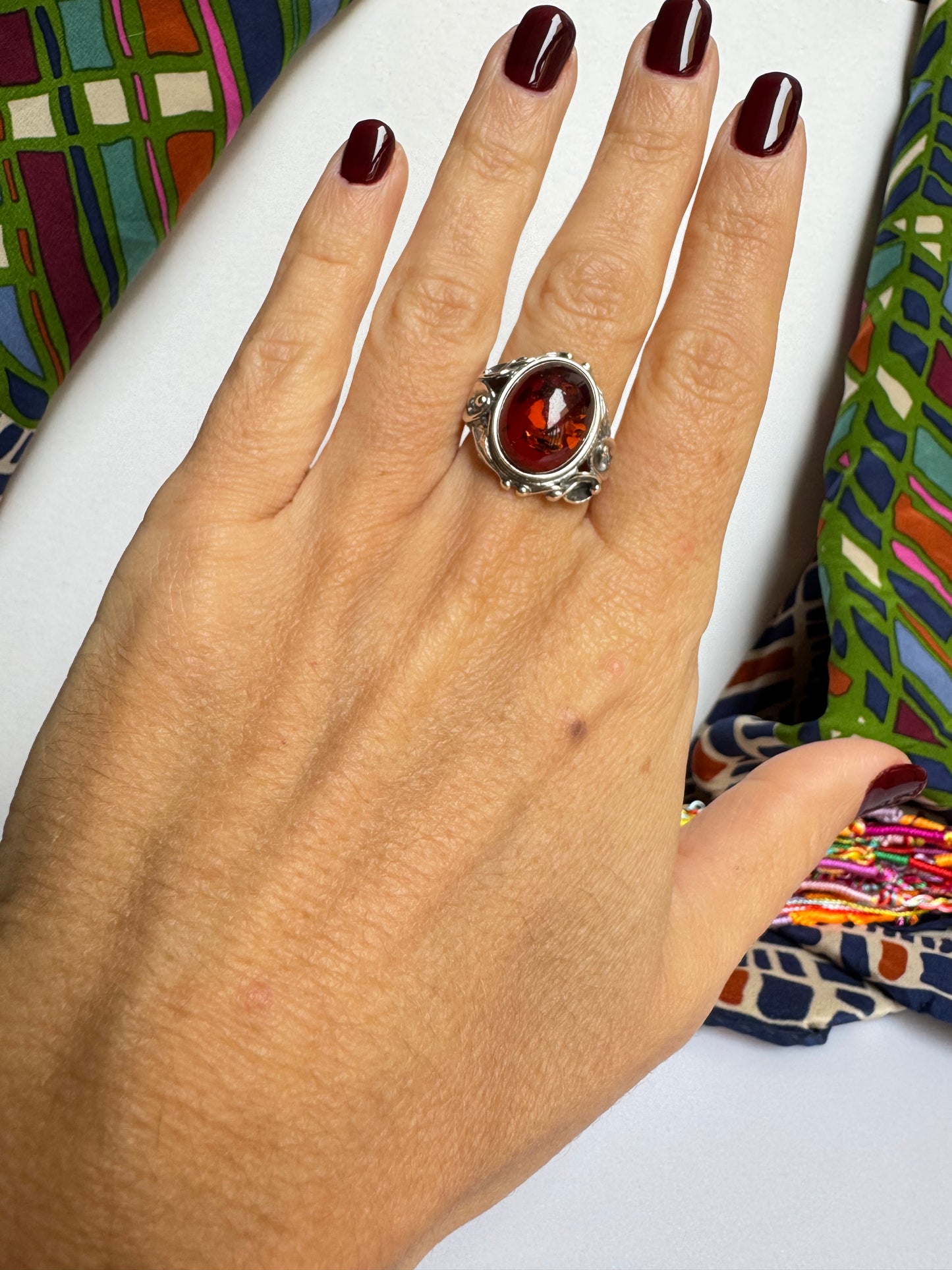 Anello argento 925 ambra misura 14/15 - 13AMB