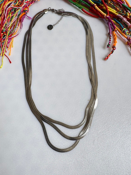 Collana girocollo snake multifilo 40cm acciaio 13K