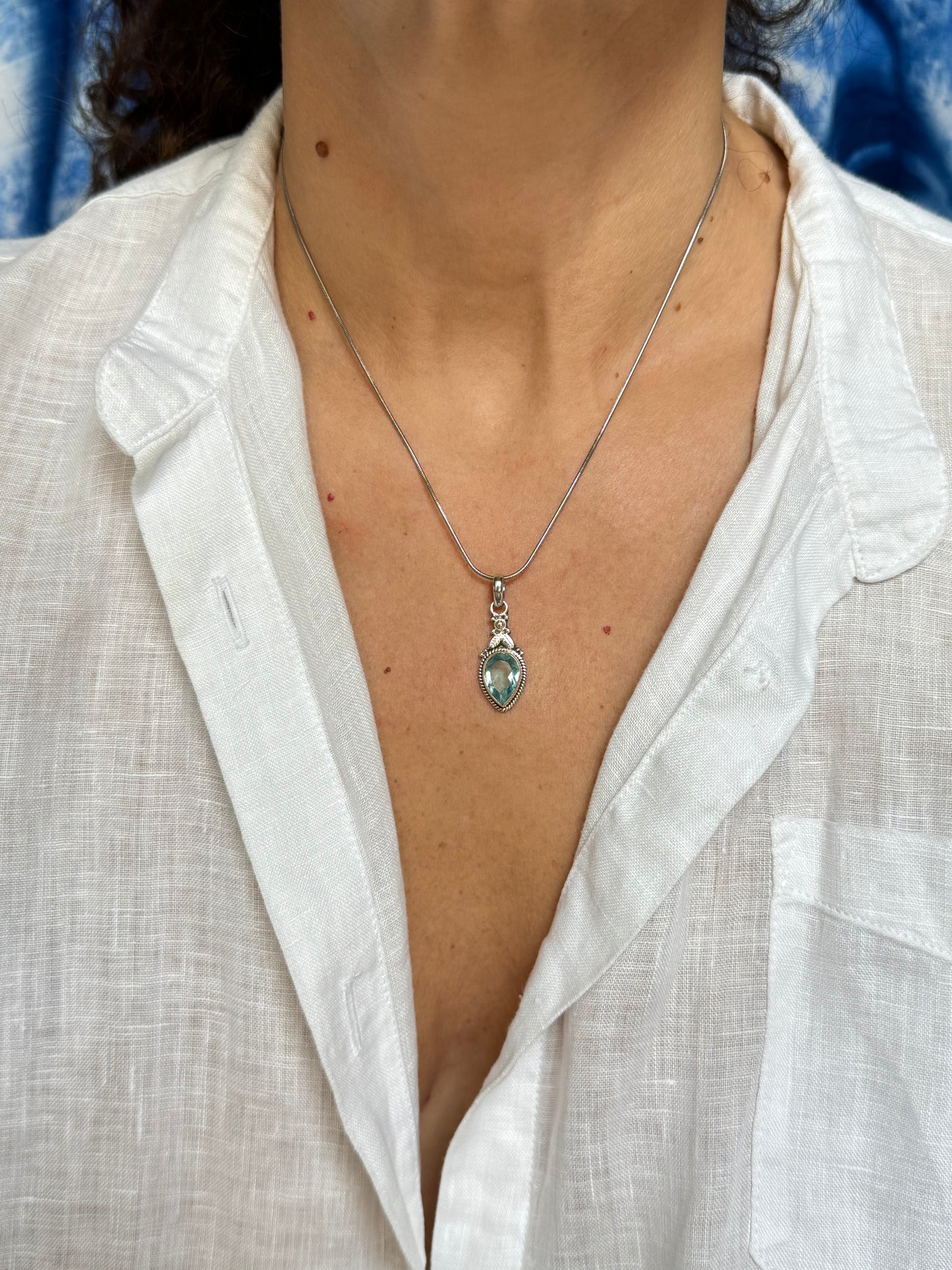 925 silver aquamarine pendant F28