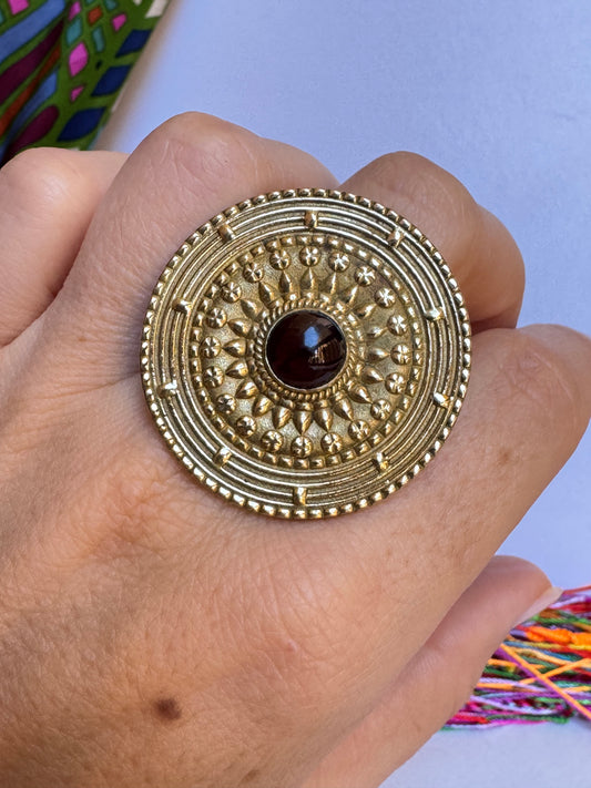 Anello boho dorato rosso