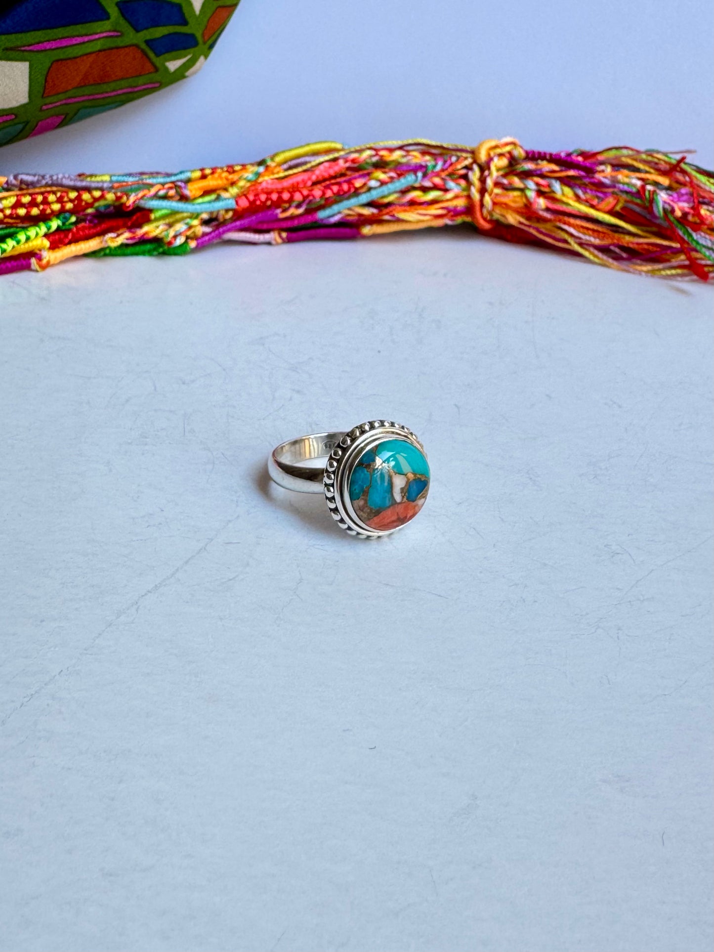 Anello argento 925 copper turquoise turchese misura 18 - 2LO