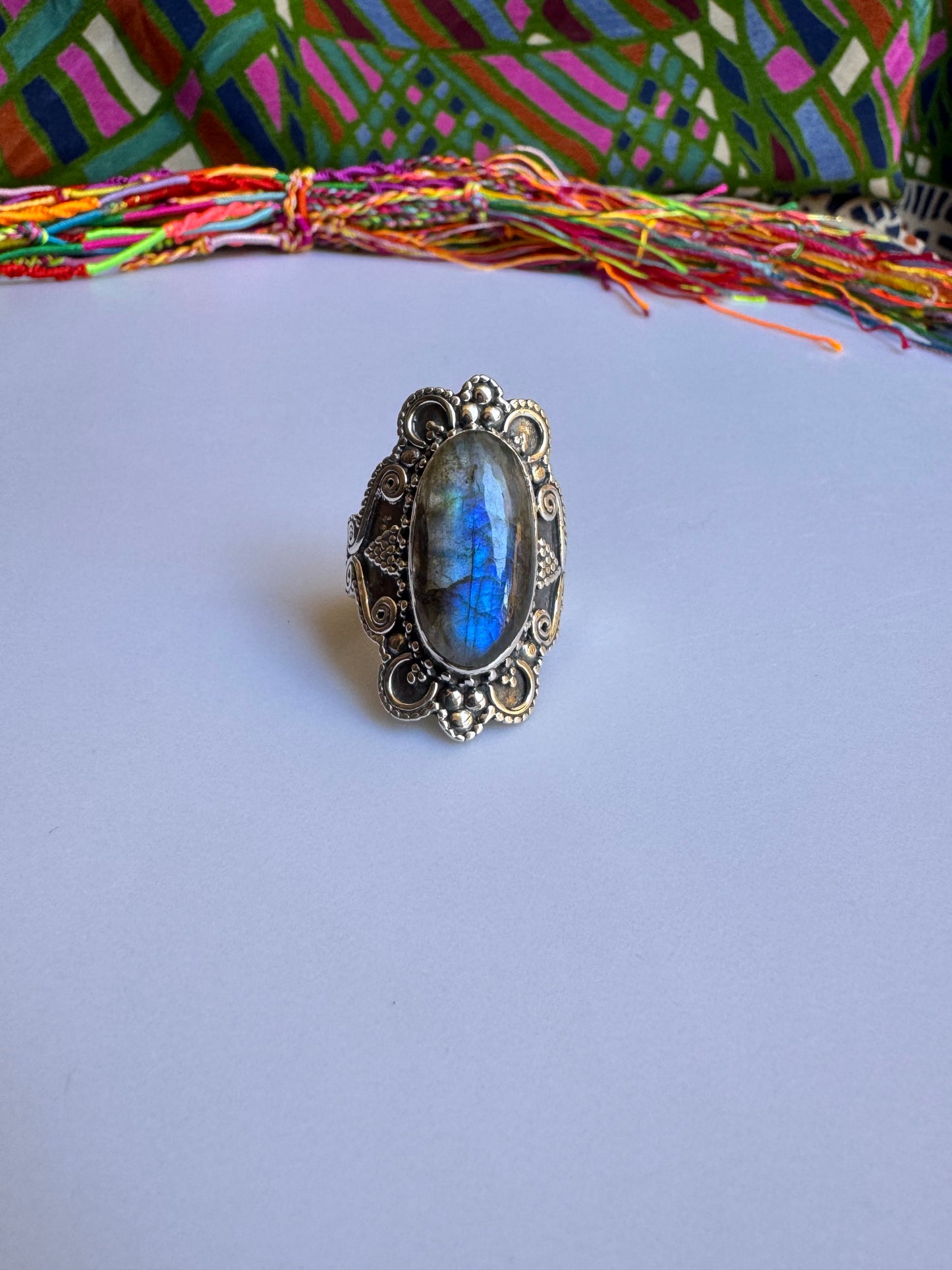 Labradorit 925 Silber Ring Größe 24 - F77