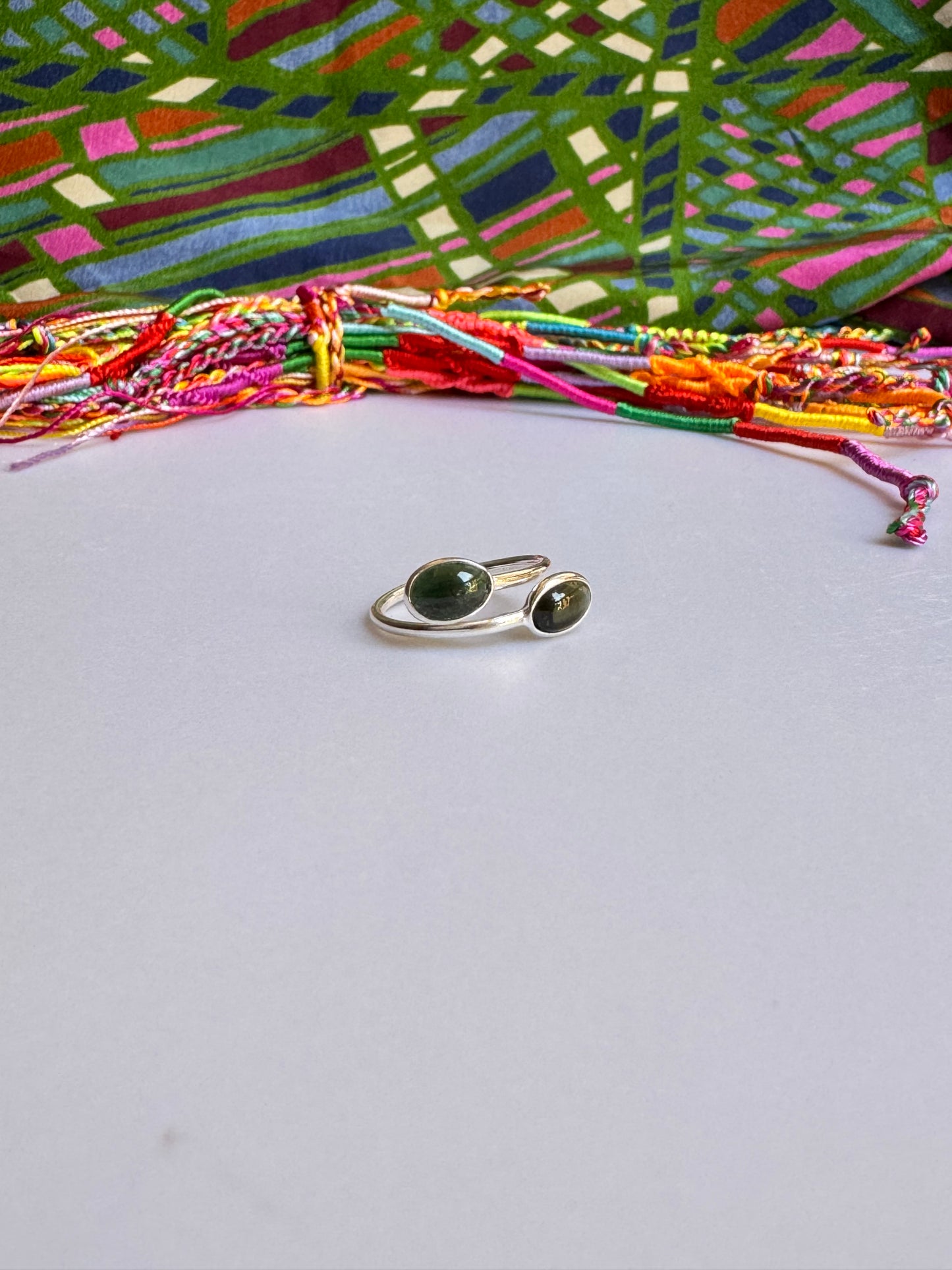 925 silver ring with adjustable tourmaline, size 16 - TA24