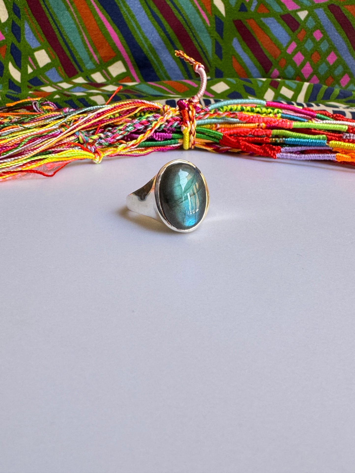 Anello argento 925 labradorite misura 25/26 - X61