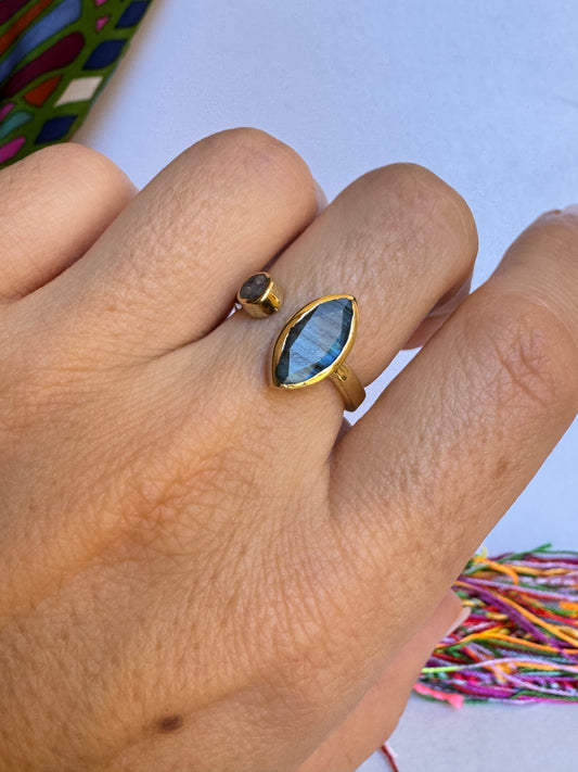 Anello boho dorato labradorite