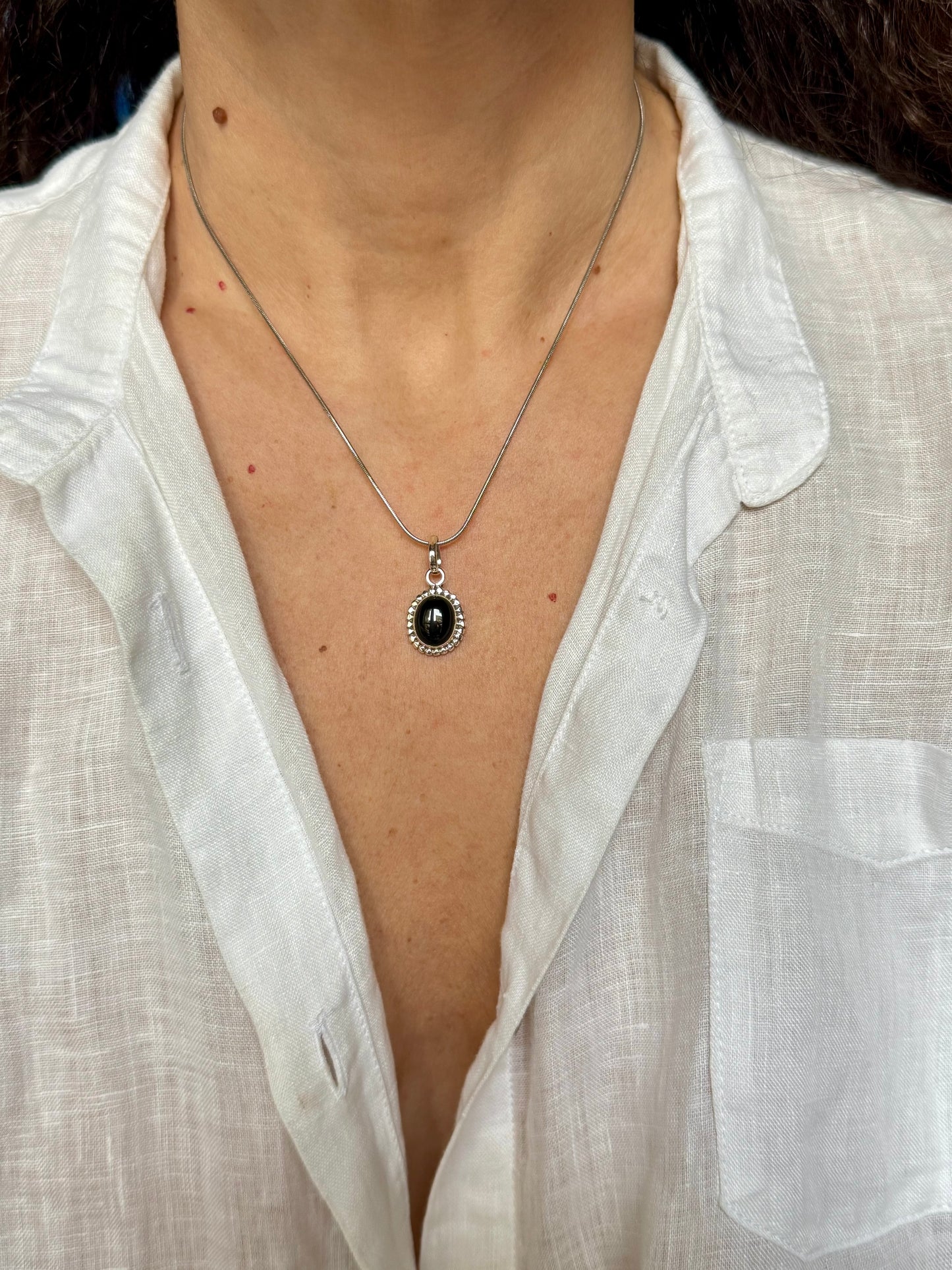 Ciondolo argento 925 onice nero V9