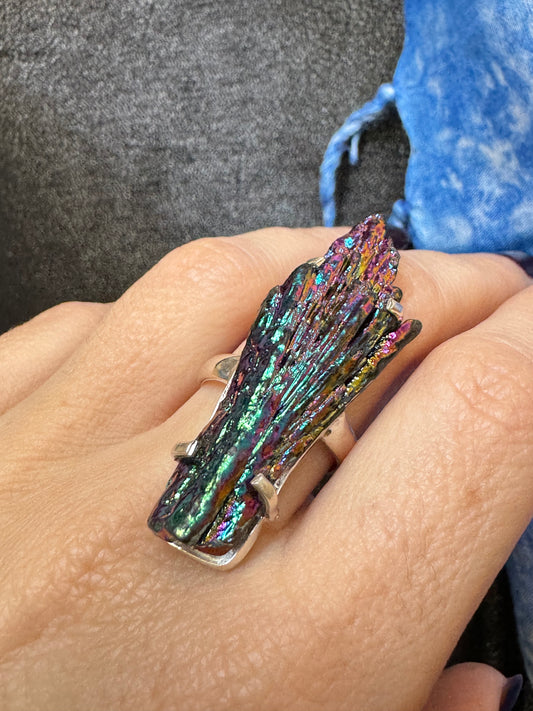 925 silver ring rainbow kyanite ky2
