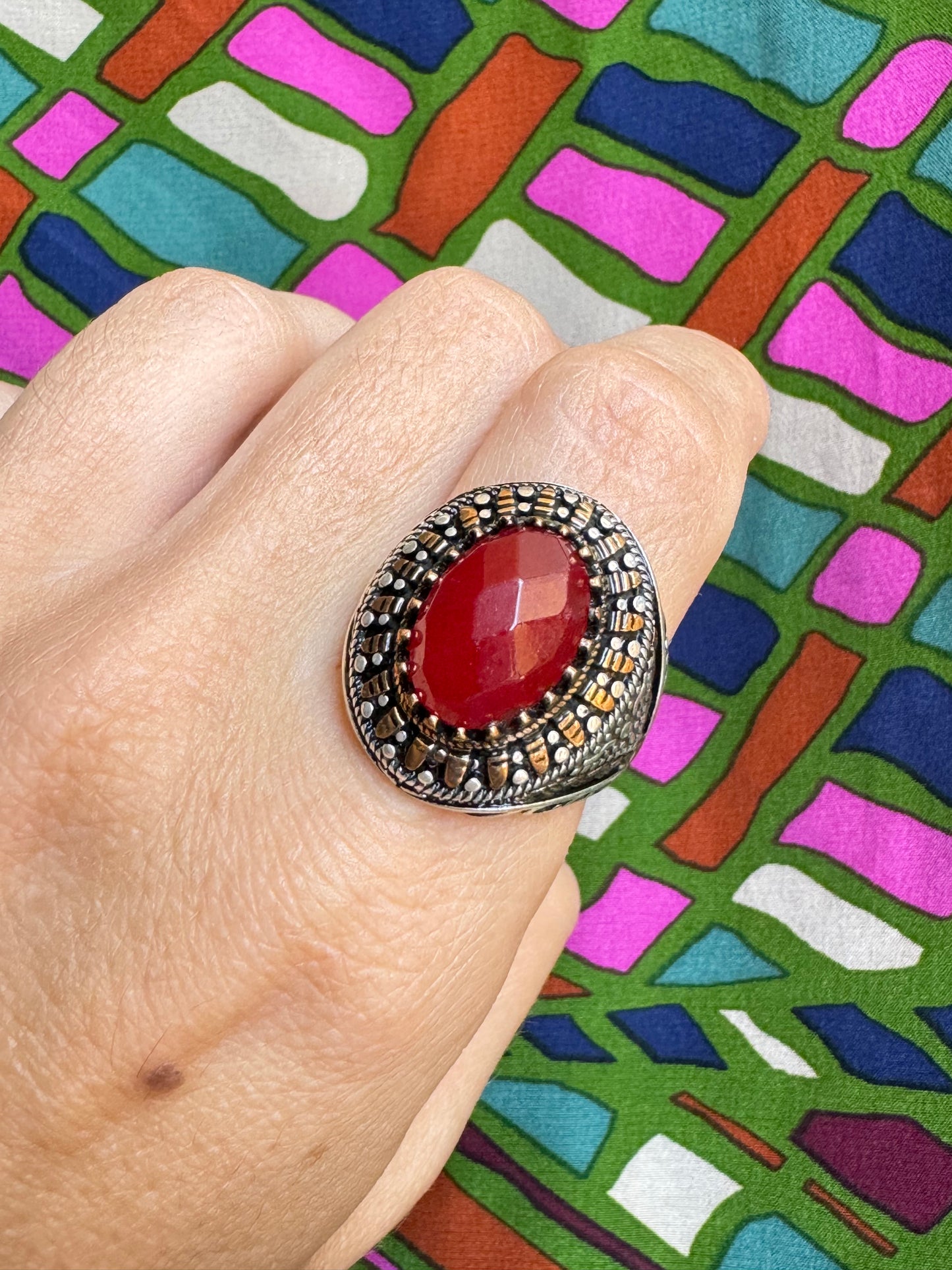 Carnelian silver ring T61