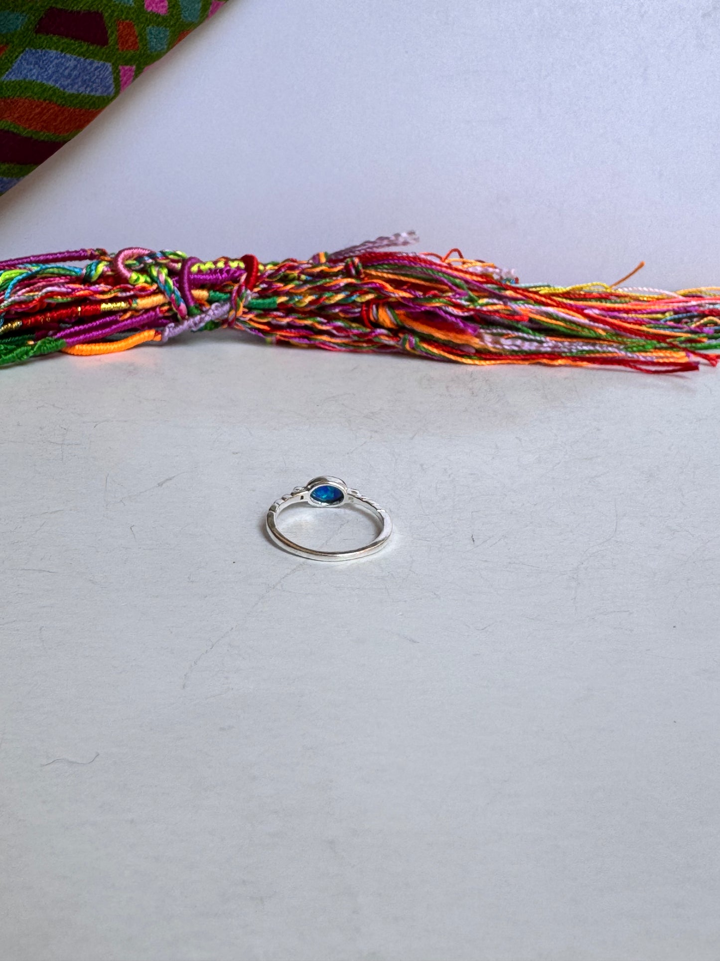 Anello argento 925 rana opale blu misura 11/12  16OP