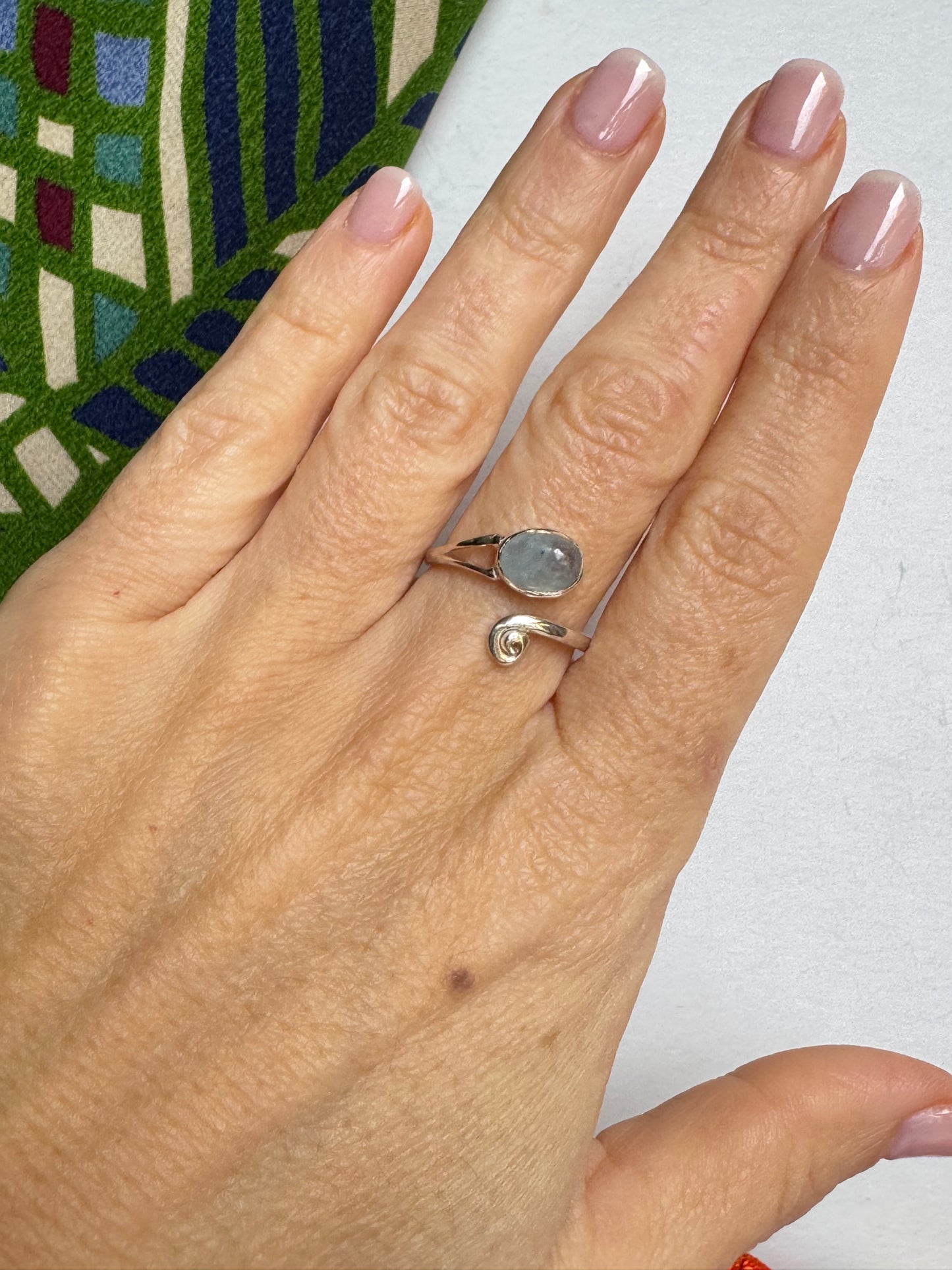 Anello argento 925 regolabile acquamarina misura 16 - 1SZ