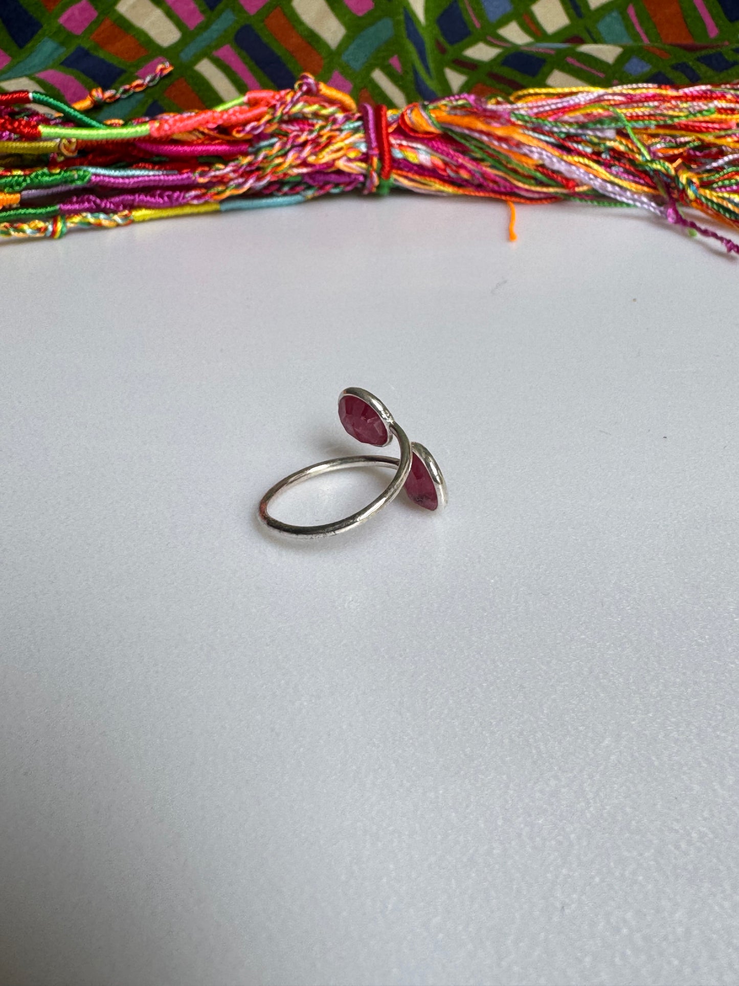 Anello argento 925 radice di rubino regolabile da misura 12 - 19AM