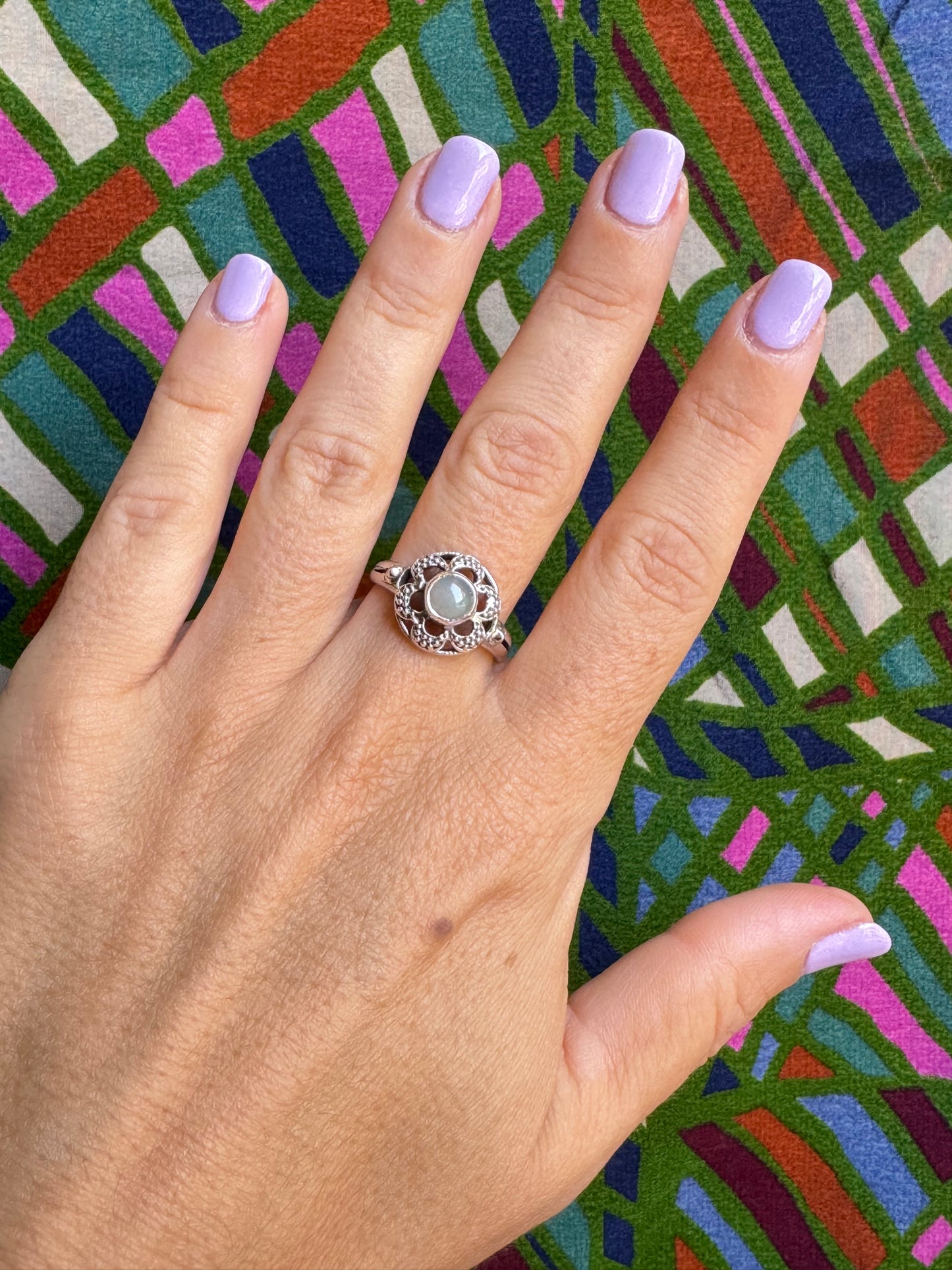 925 Silberring mit weißem Opal X10