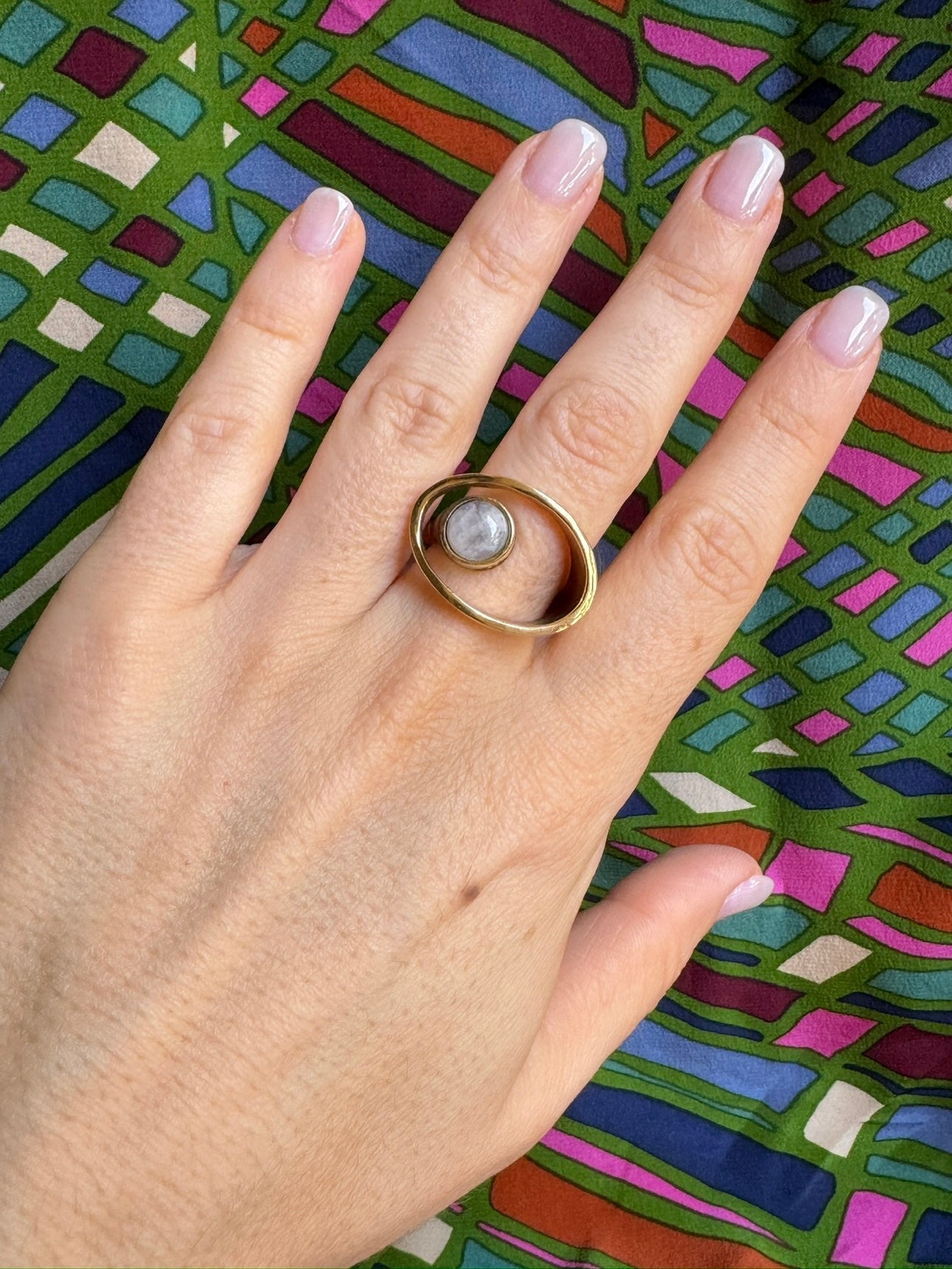 Boho silver moonstone ring