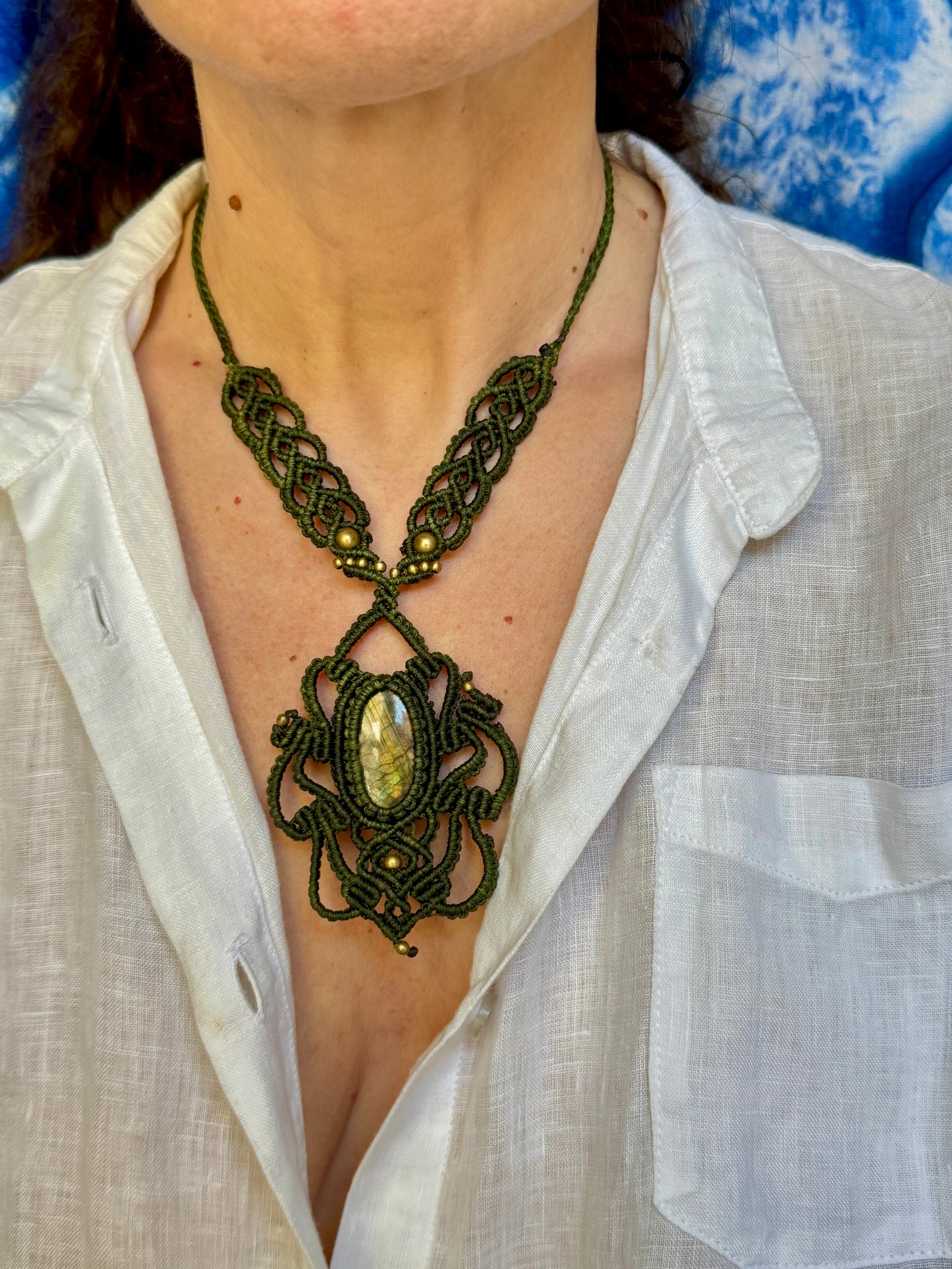 Collana macramè labradorite F