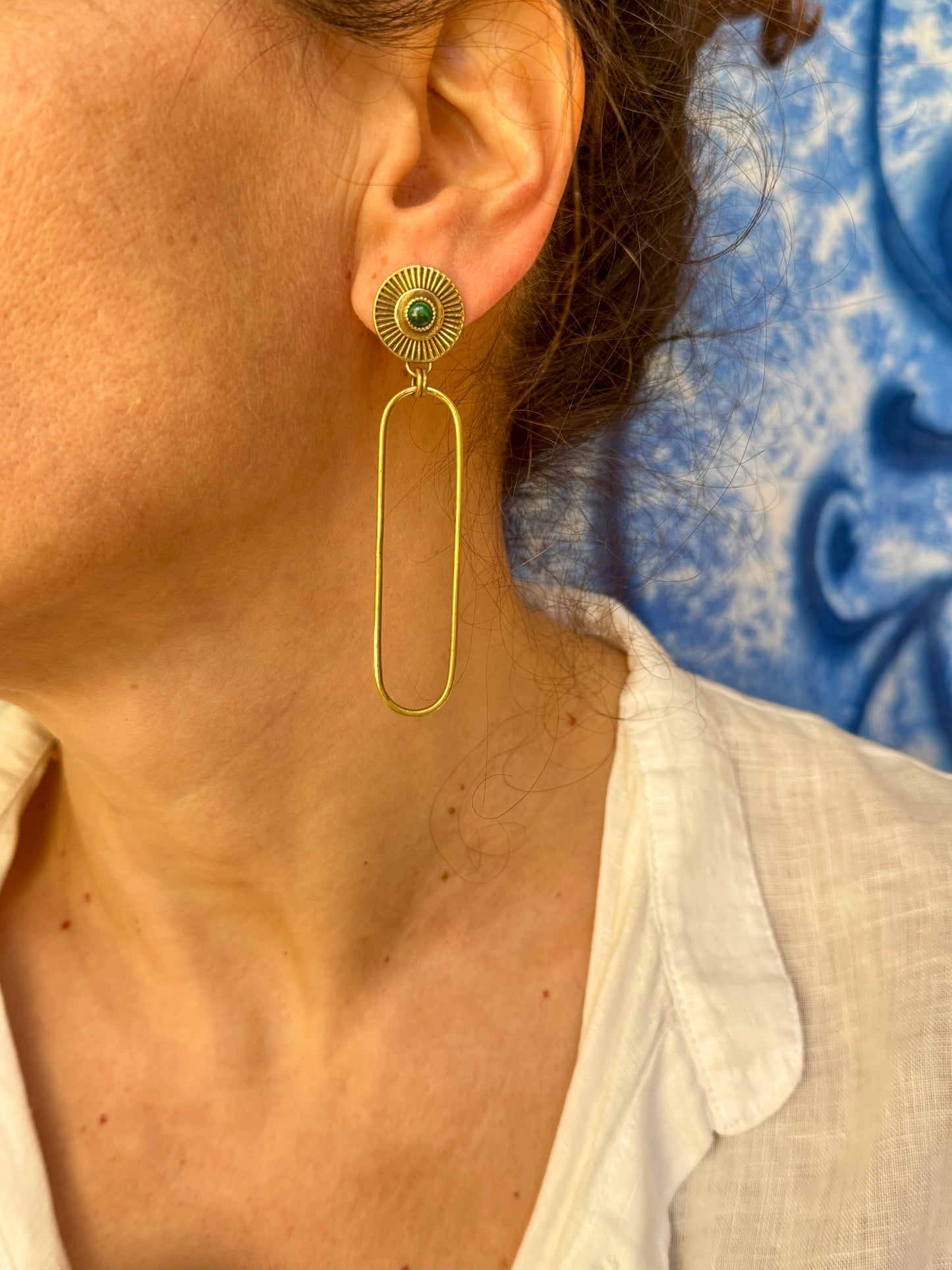 Orecchini boho dorato verde