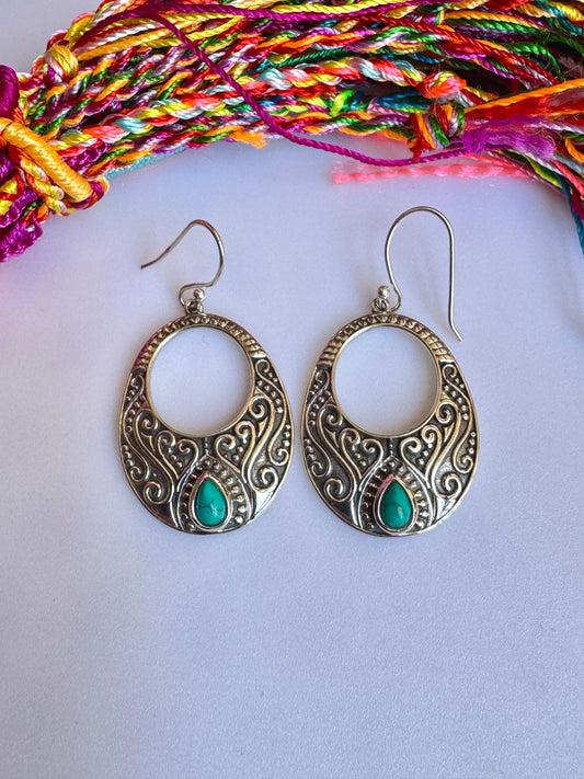 925 silver earrings howlite turquoise O34