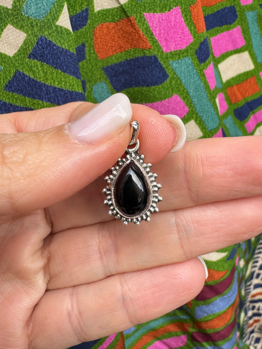 C43 Anhänger aus schwarzem Onyx 925 Silber