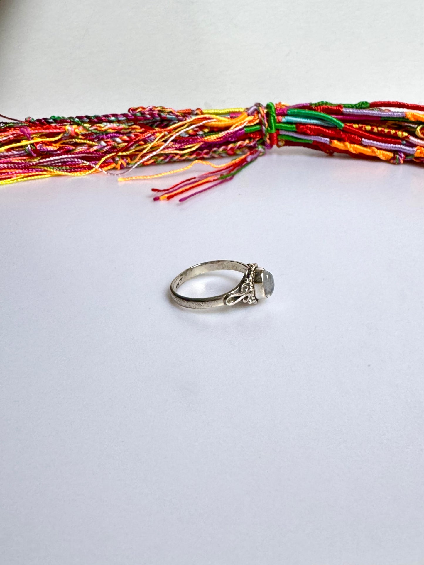 Anello argento 925 Pietra di luna arcobaleno misura 19 - 8SZ