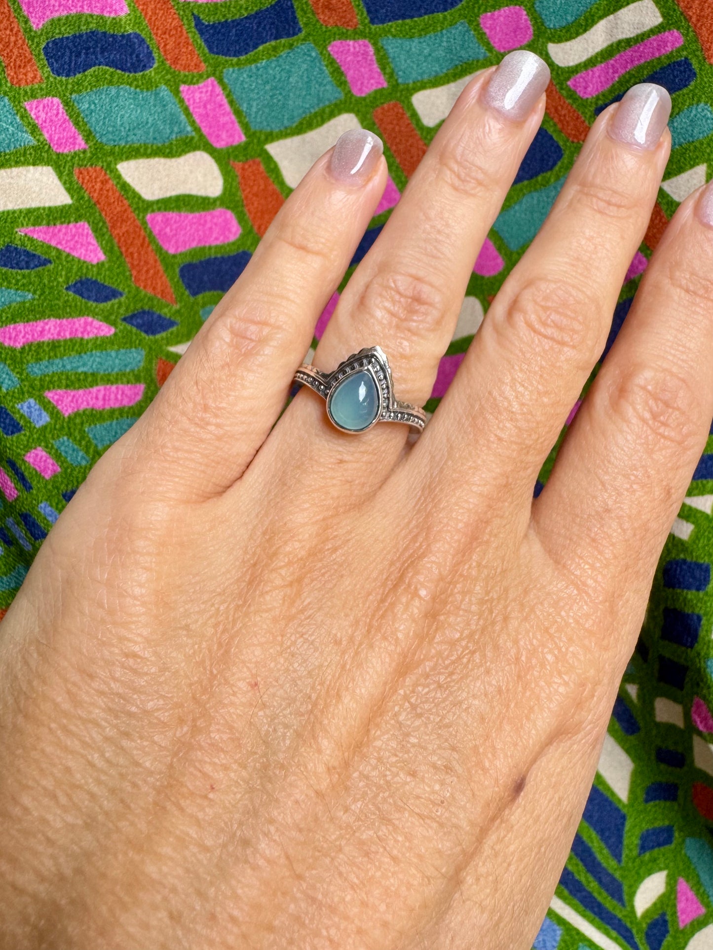 925 silver chalcedony ring size 10 - 10AM