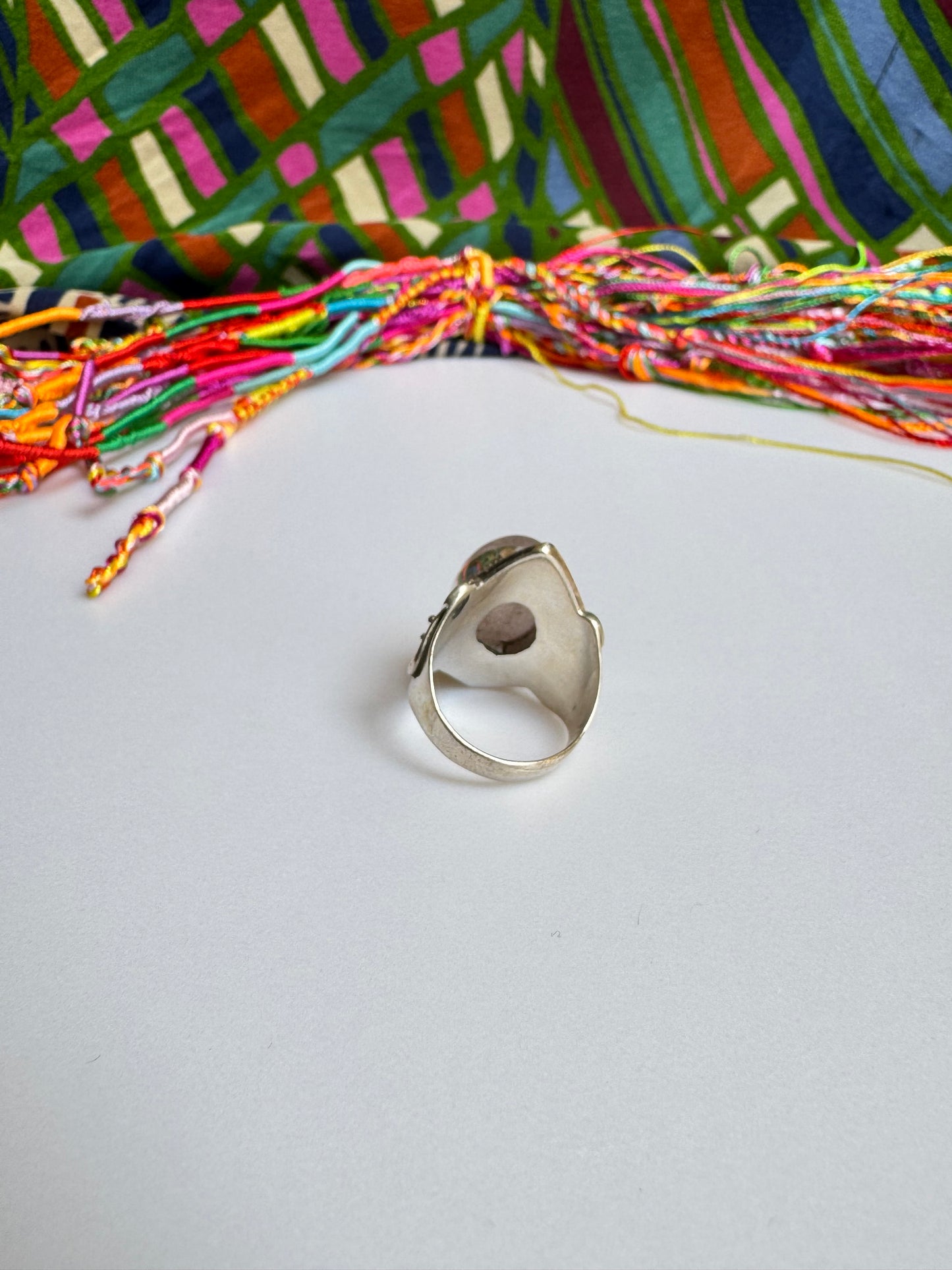 925 Silberring mit Rosenquarz, Größe 14 - X66