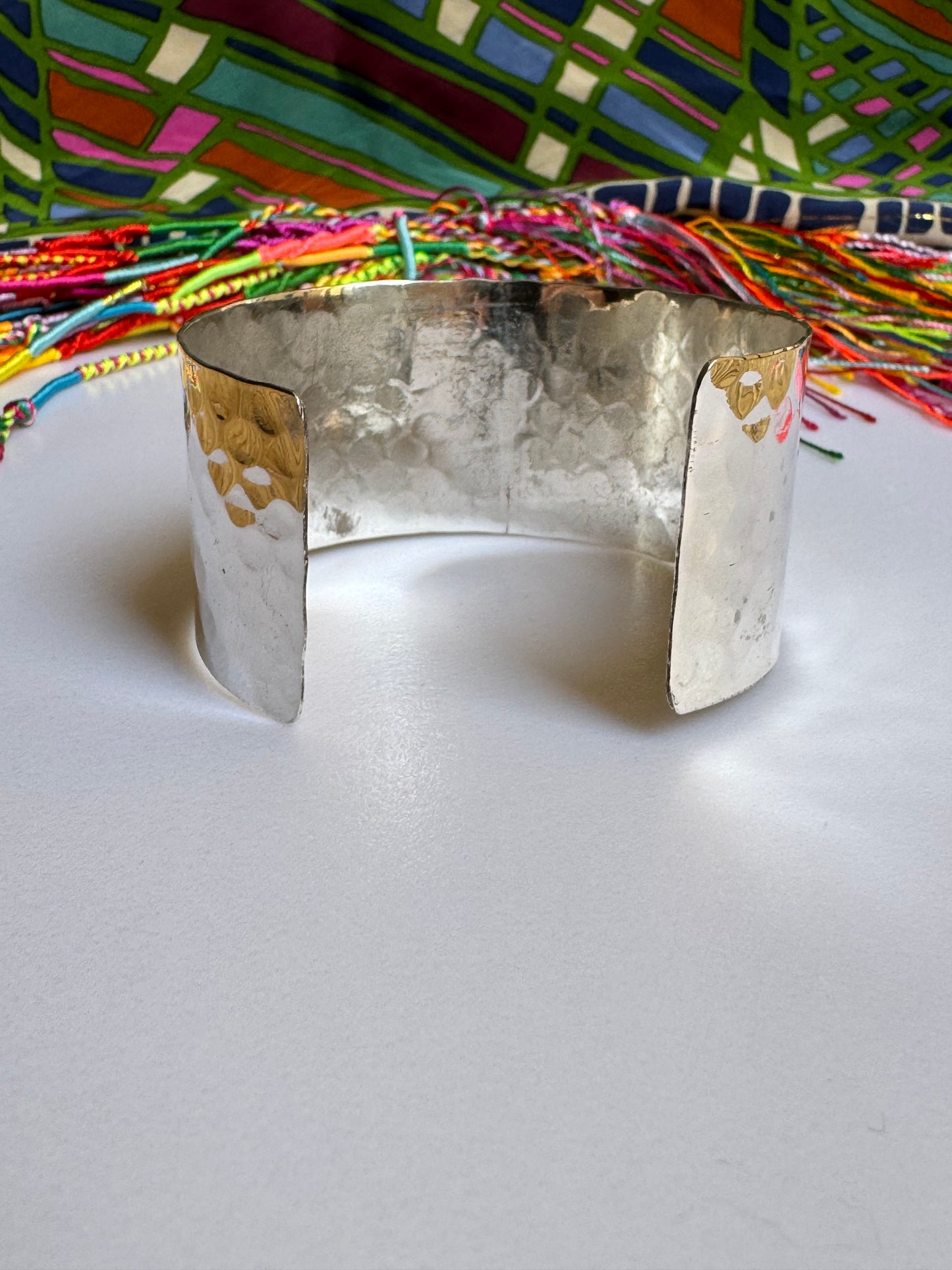 Hammered silver bangle bracelet