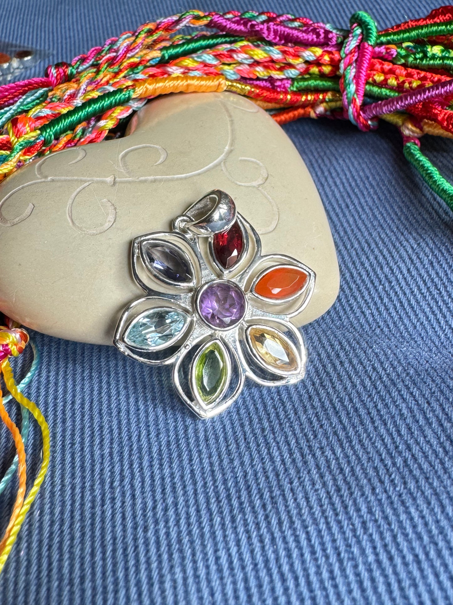 925 silver pendant 7 chakras