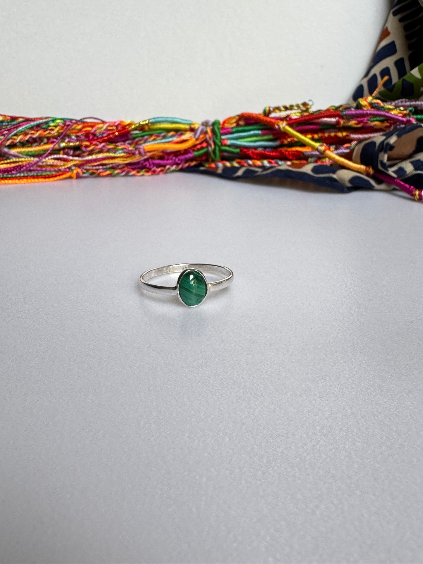 Anello argento 925 malachite misura 22 M17