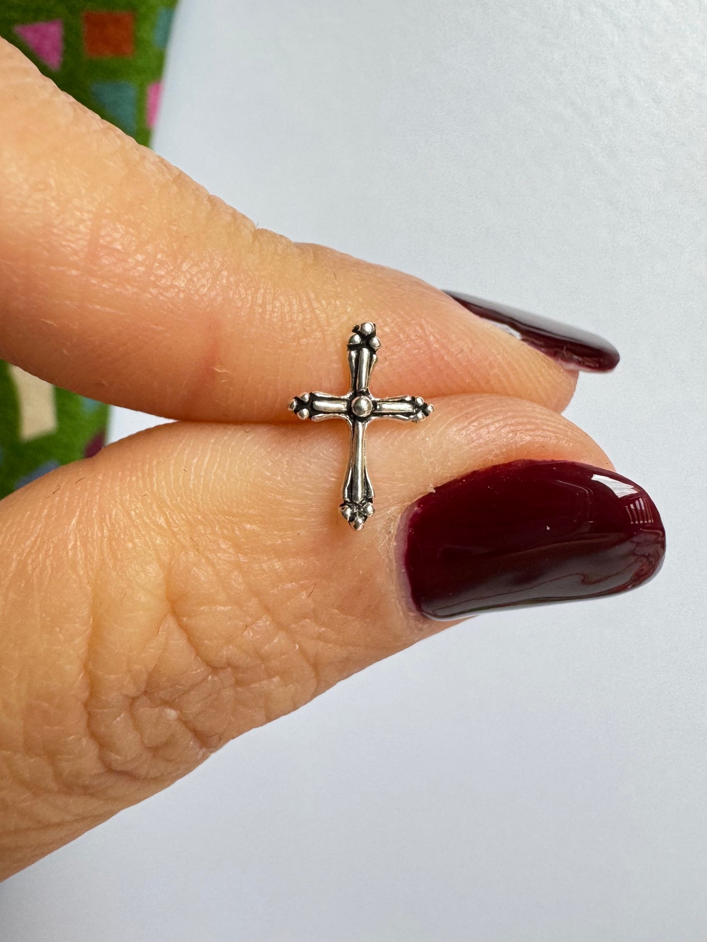 925 silver single lobe cross earring