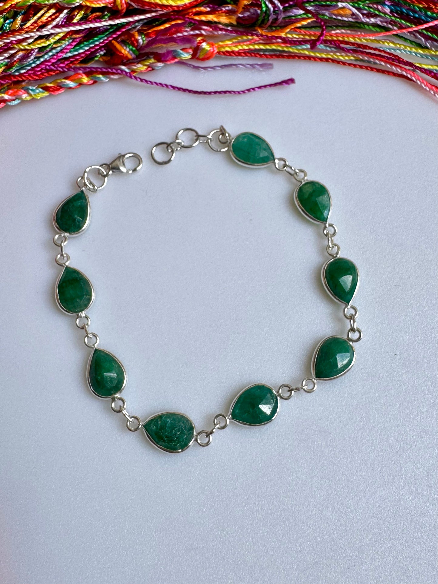 925 silver bracelet with emerald root B52