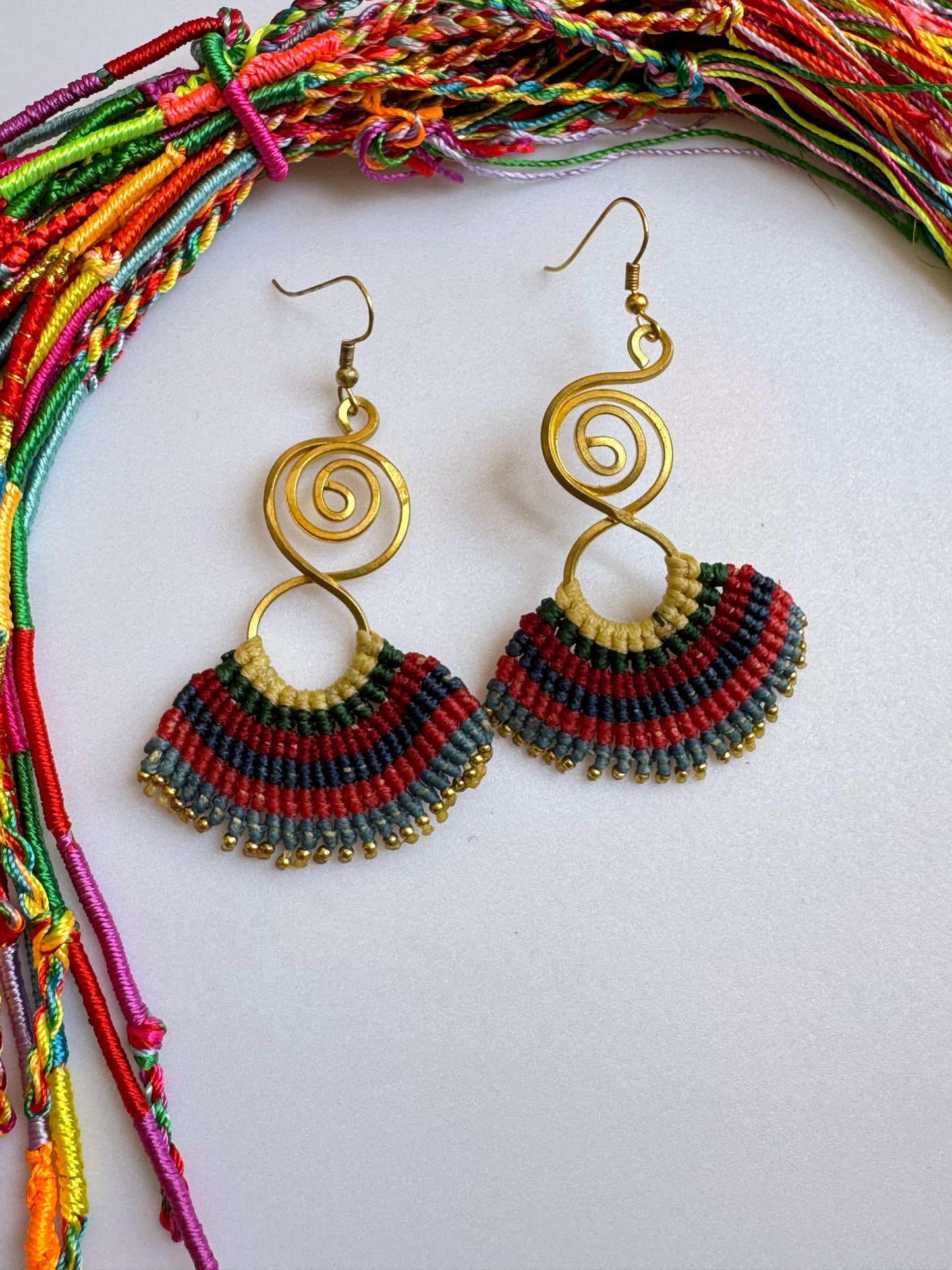 Golden macramé earrings