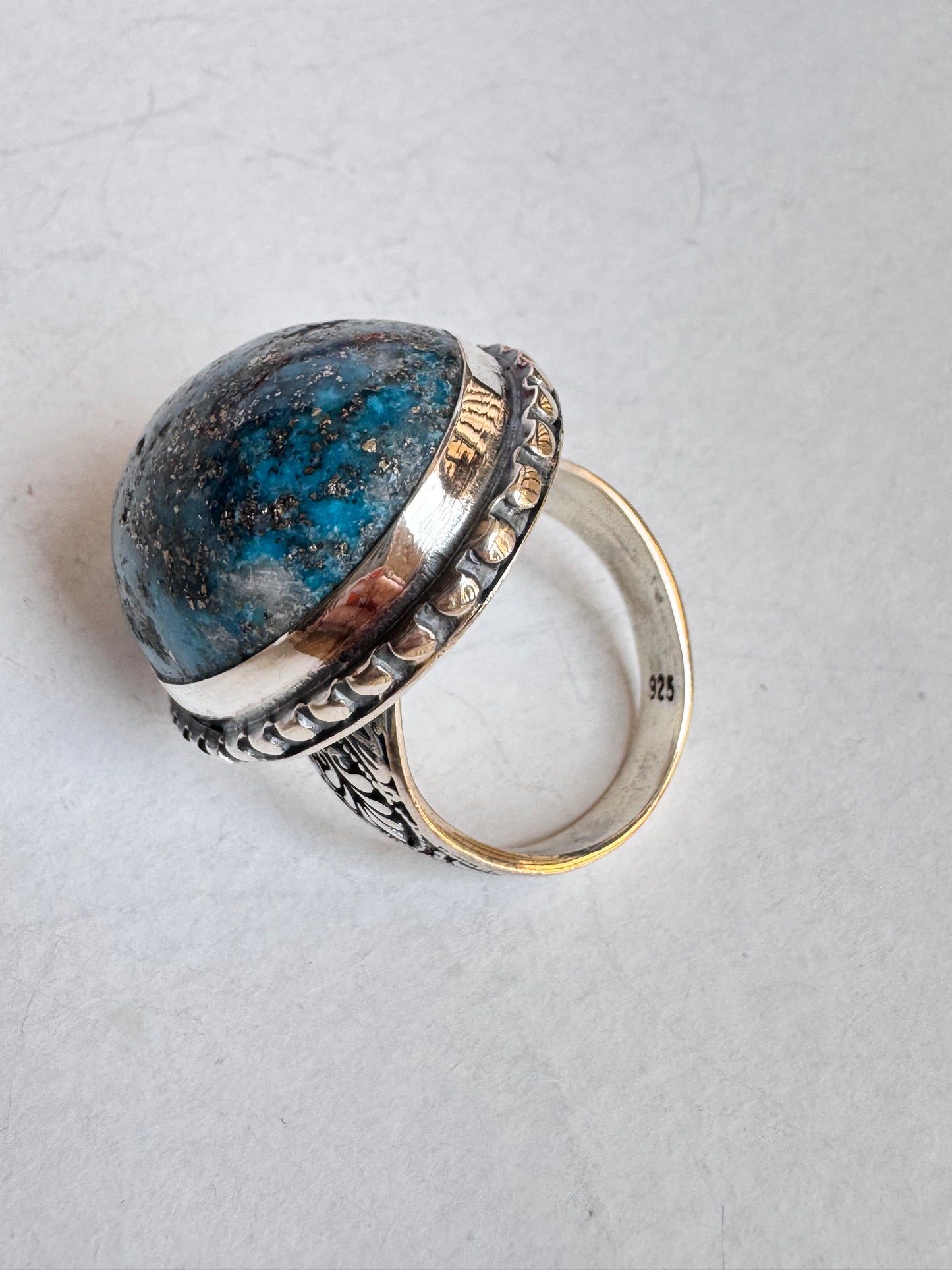 Anello argento 925 copper turquoise turchese misura 28 8V
