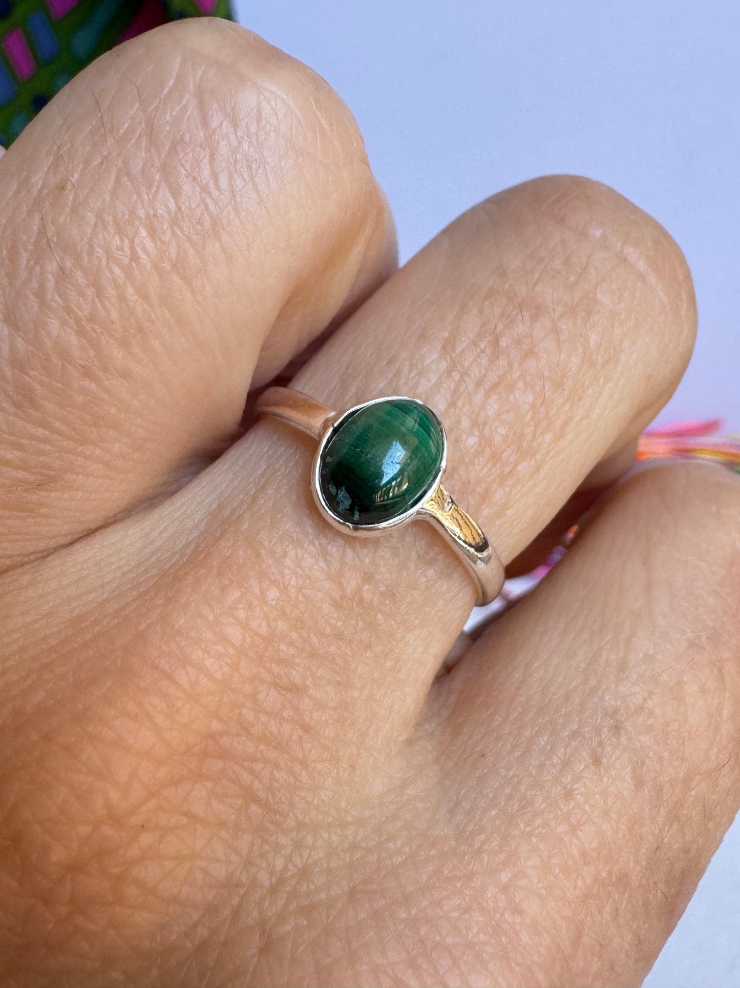 Anello argento 925 malachite misura 15 8WE difettato