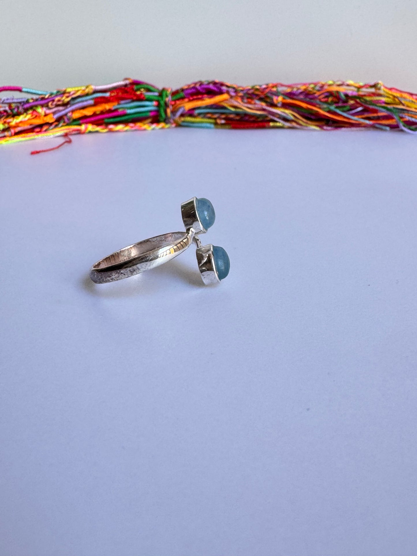 Anello argento 925 regolabile acquamarina misura 21 - 7AQ