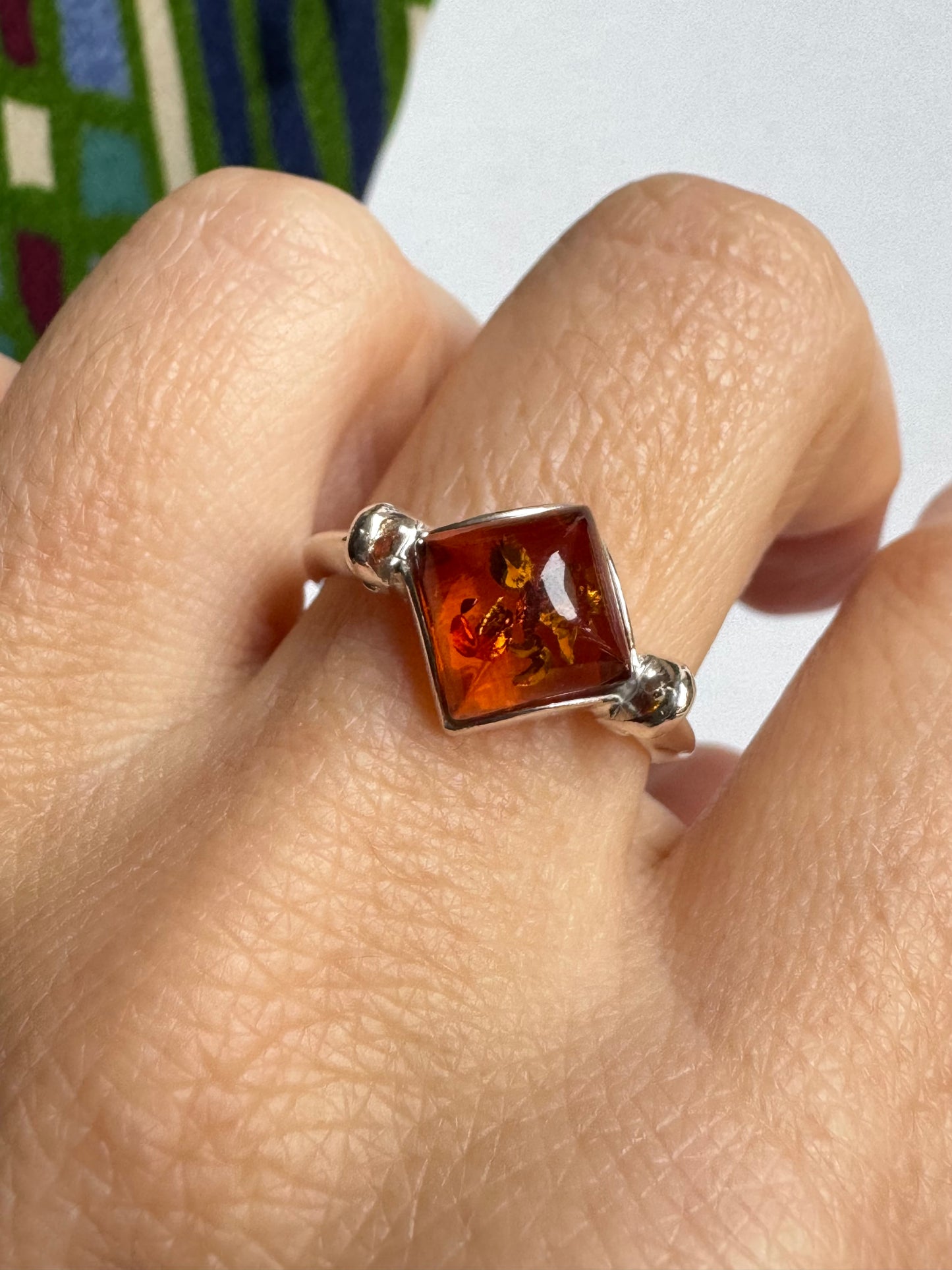 Anello argento 925 ambra misura 16/17 - 28AMB