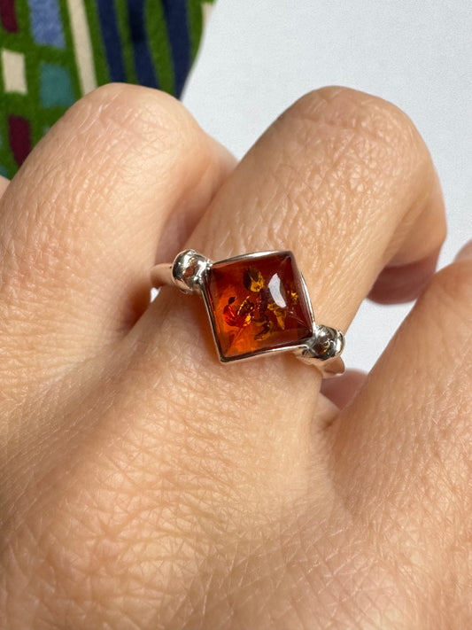 Anello argento 925 ambra misura 16/17 - 28AMB