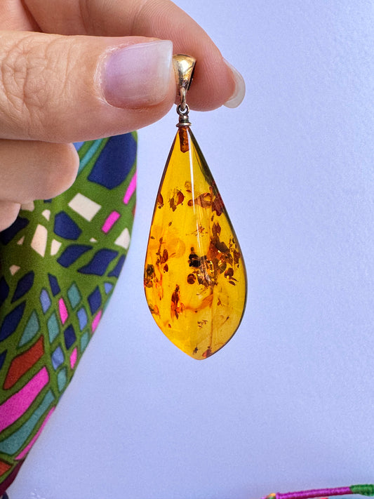 925 sterling silver amber pendant A1