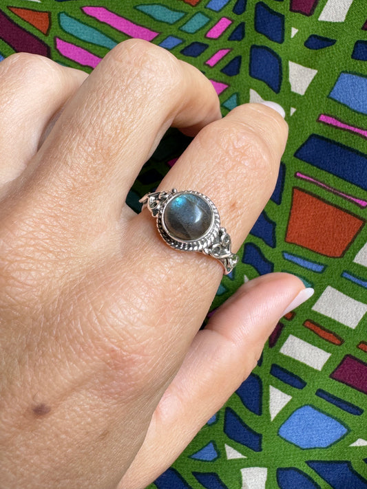 Labradorite Silver Ring Size 18- Z13