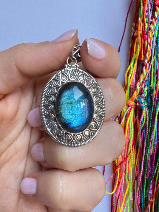 Ciondolo argento 925 labradorite V19