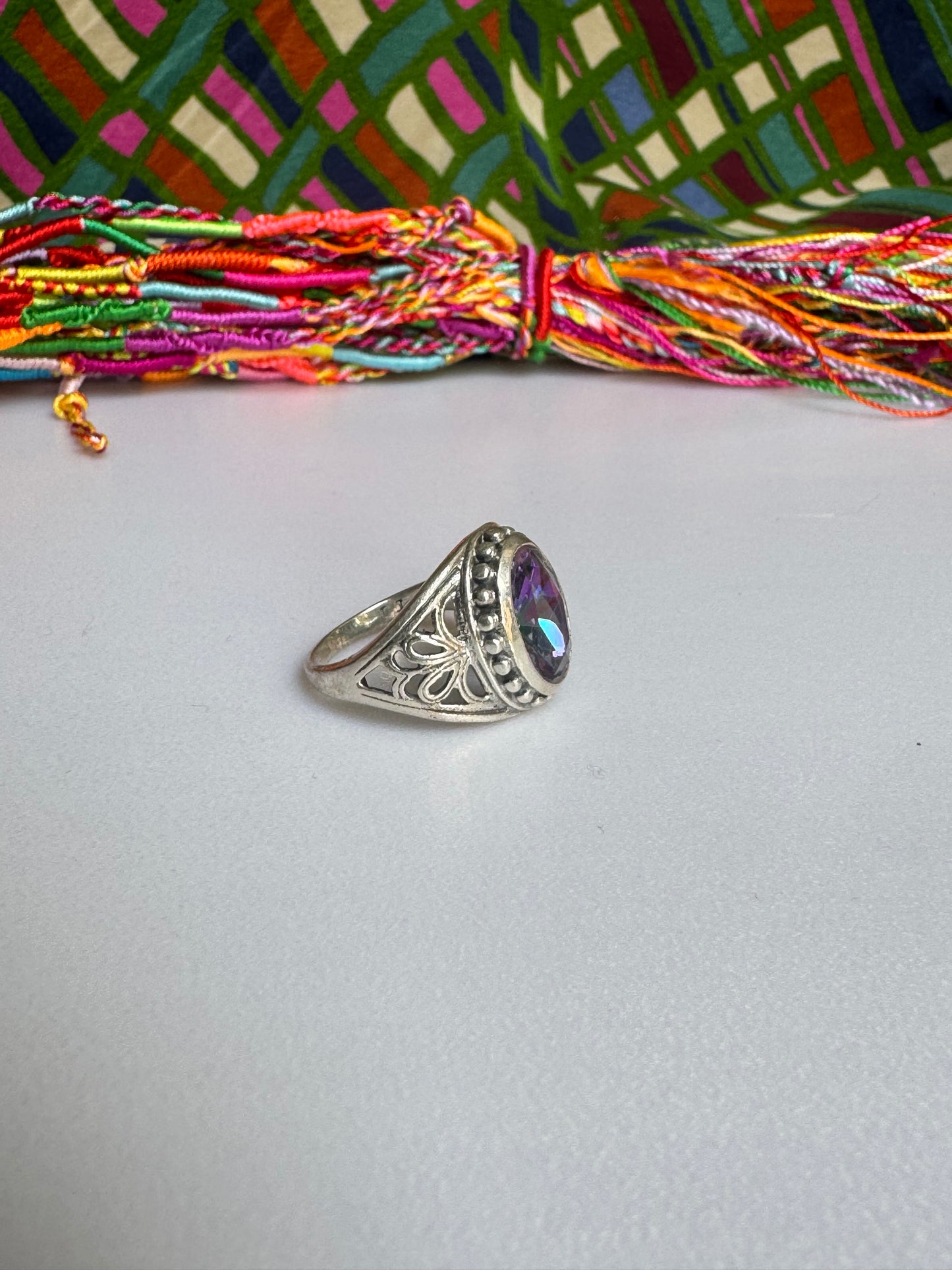 925 silver mystic stone ring size 21 1MS