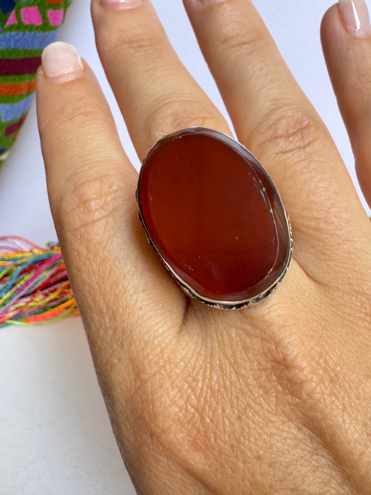Anello antico pietra agata vintage misura 22
