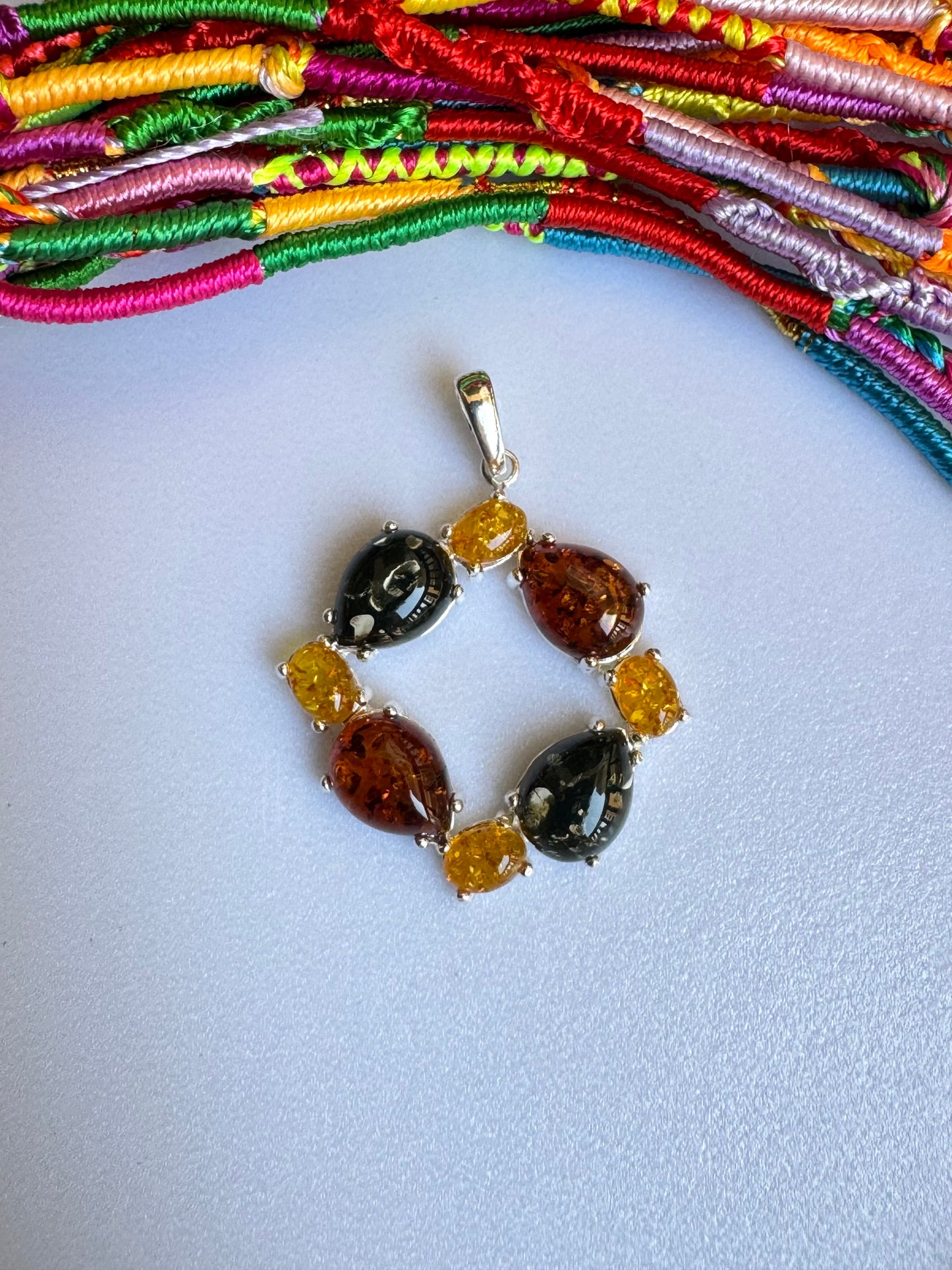 C12 amber 925 silver pendant