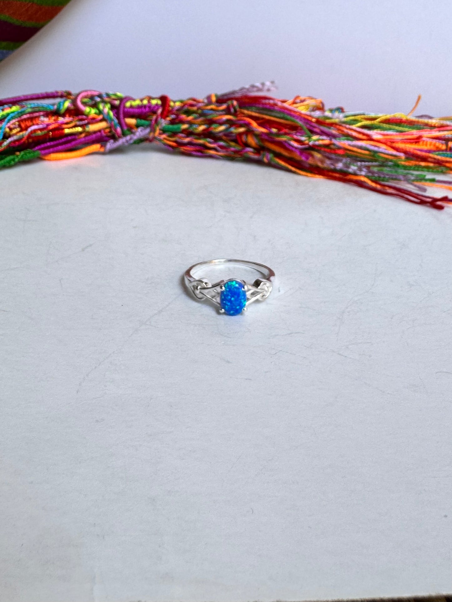 Anello argento 925 rana opale blu misura 19/20 7OP