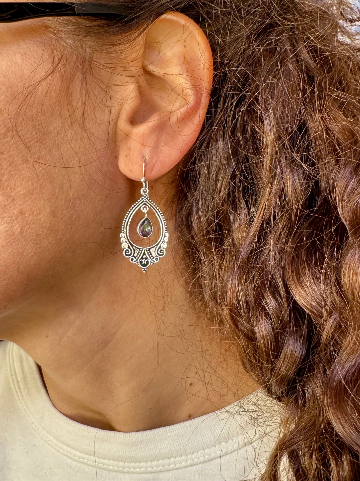 925 silver mystic stone earrings D16