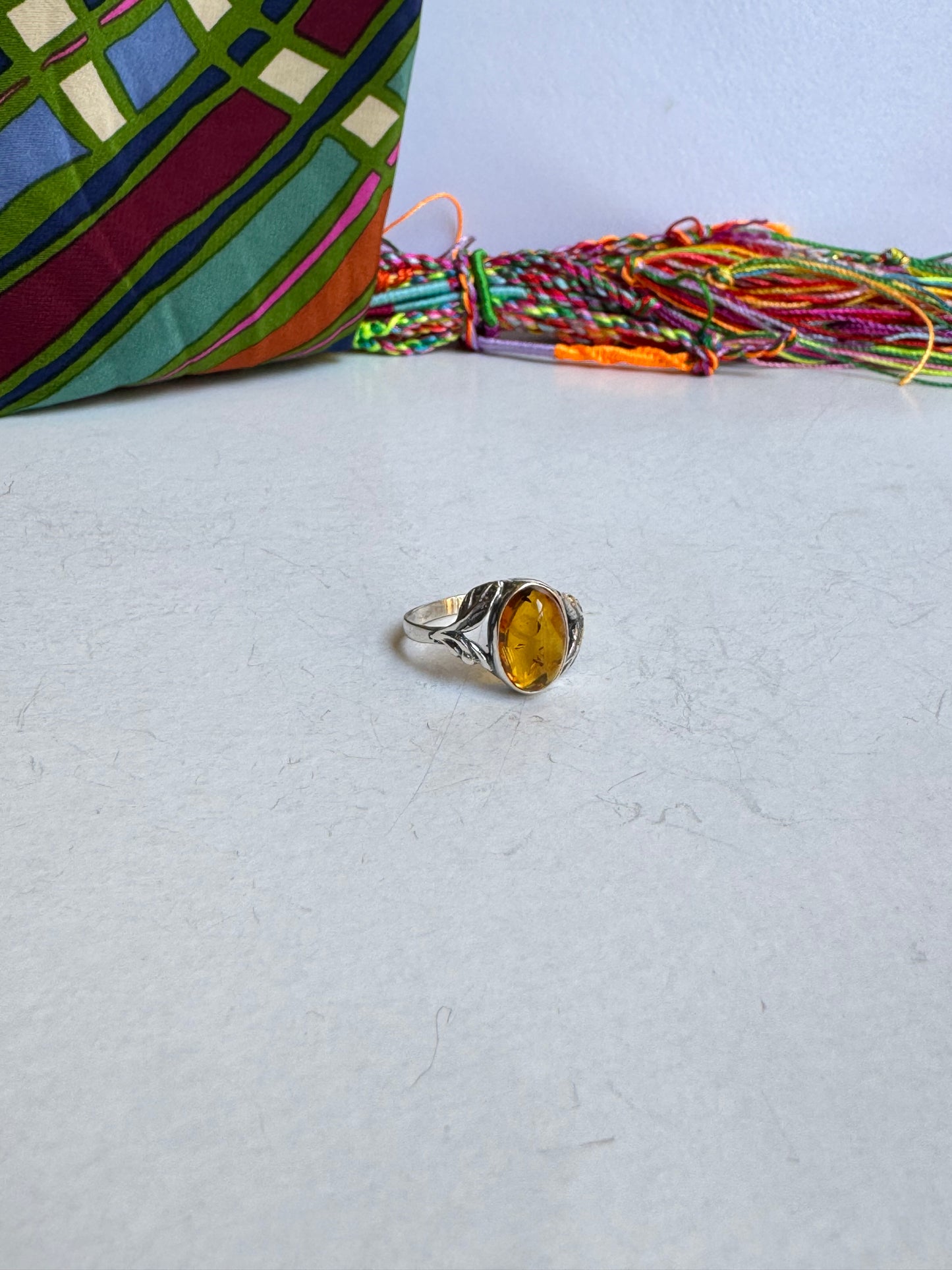Anello argento 925 ambra misura 18 - 33AMB